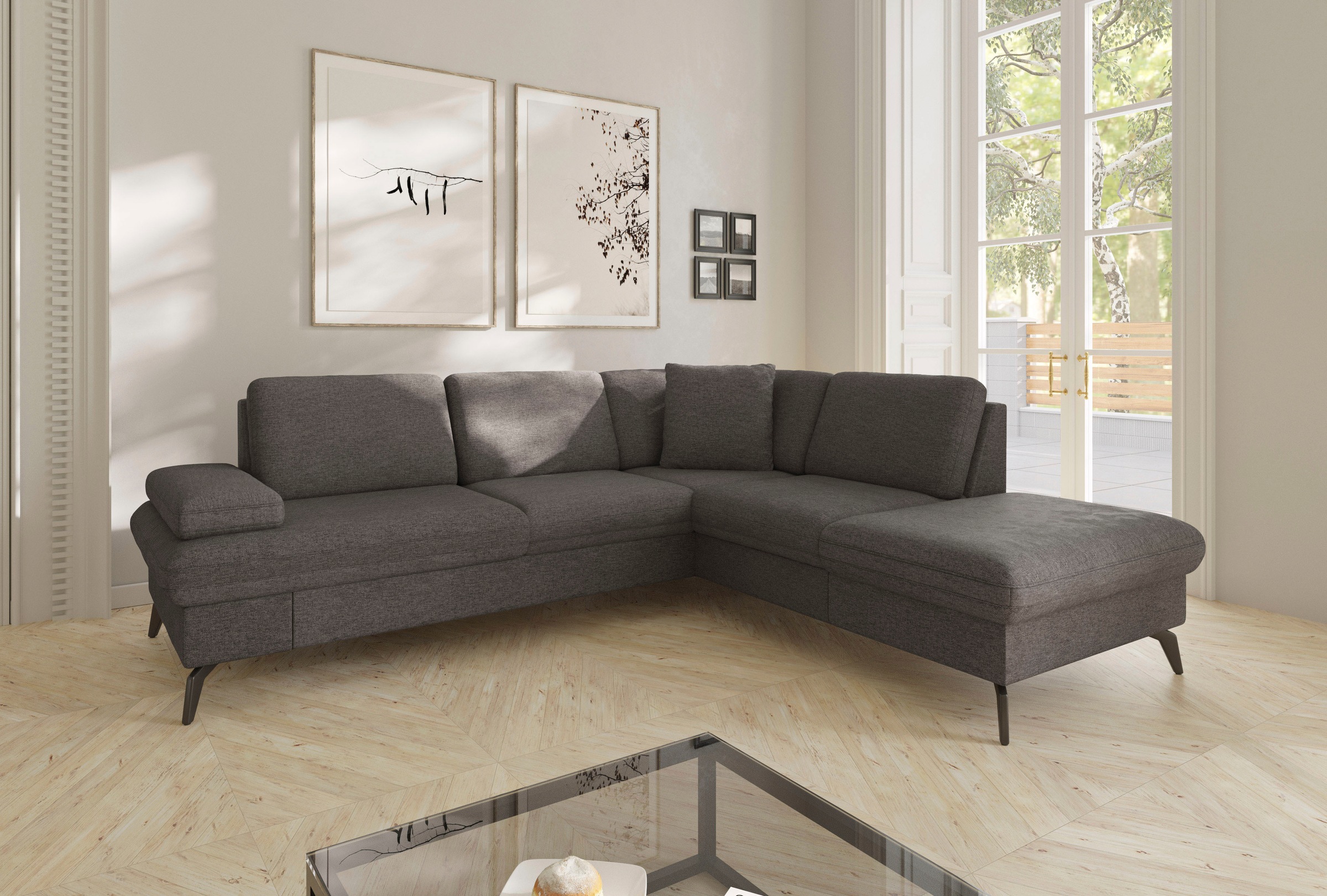 sit&more Ecksofa »Morris Jubi L-Form«, inkl. Armteilfunktion und 1 Zierkissen, wahlweise mit Bettfunktion