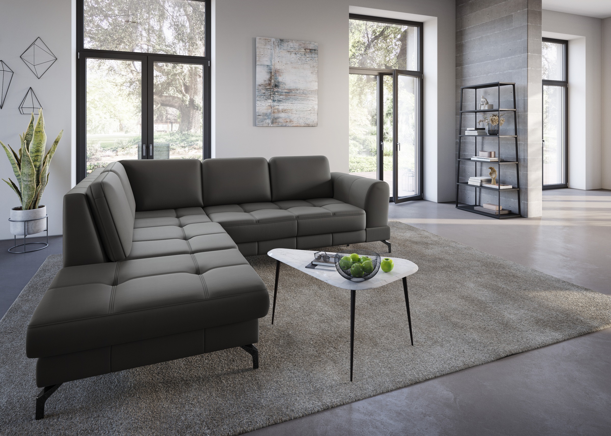 sit&more Ecksofa »Bendigo L-Form«, inklusive Sitztiefenverstellung, Bodenfreiheit 12 cm, in 2 Fußfarben