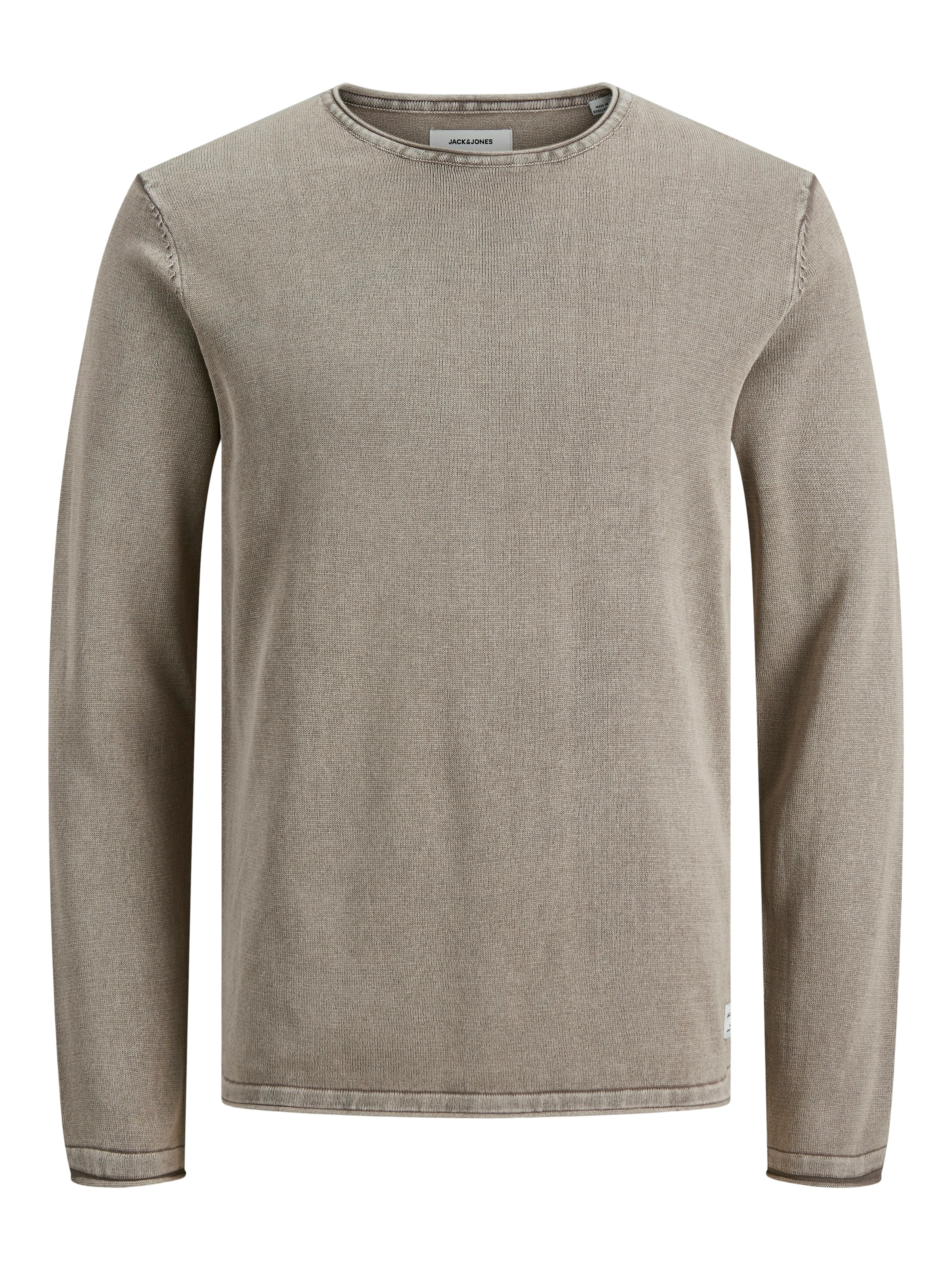 Jack & Jones Rundhalspullover »JJELEO aus pflegeleichter Baumwollqualität« unifarben, modisch, schmal, Baumwolle, Rundhals