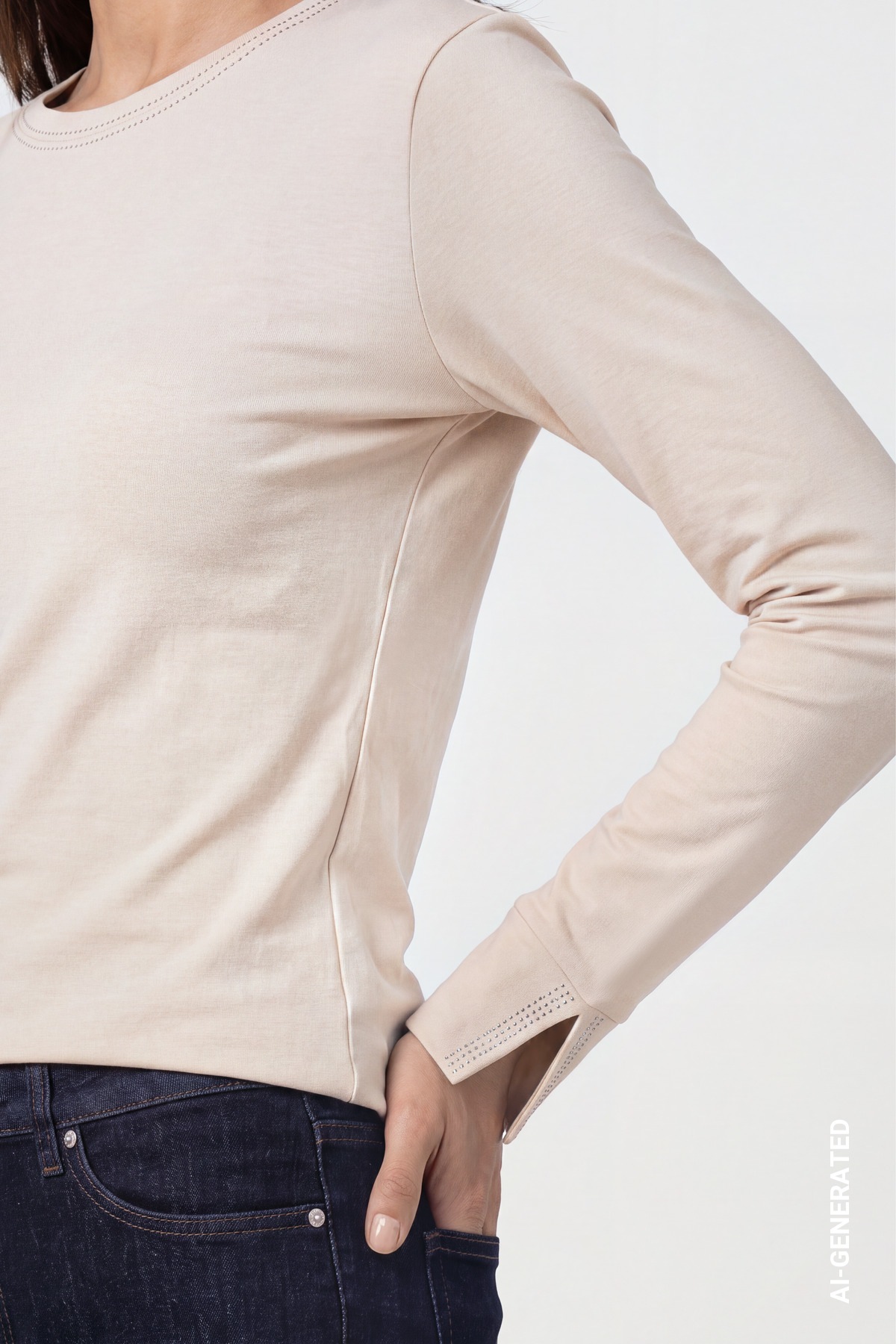 Monari Langarmshirt Regular fit mit Schmuckdetails