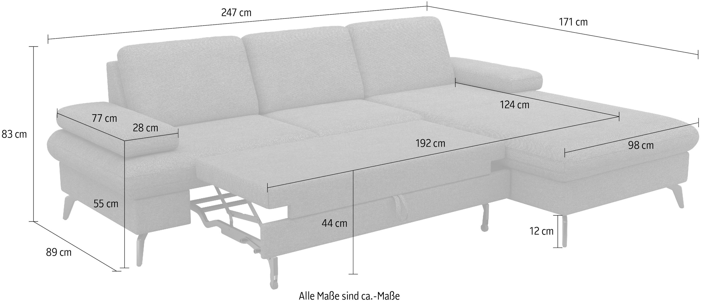 sit&more Ecksofa »Morris Jubi L-Form«, inkl. Armteilfunktion und 1 Zierkissen, wahlweise mit Bettfunktion