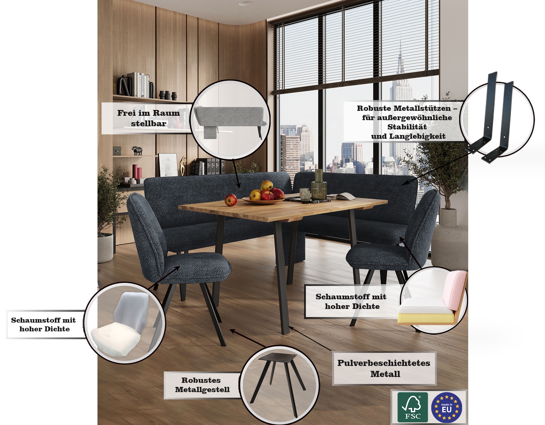 Home affaire Eckbankgruppe »Mily Essecke, Sitzgruppe, Eckbankgruppe, Küchenbankgruppe«, (Set, 4 tlg., 4er), BESTSELLER