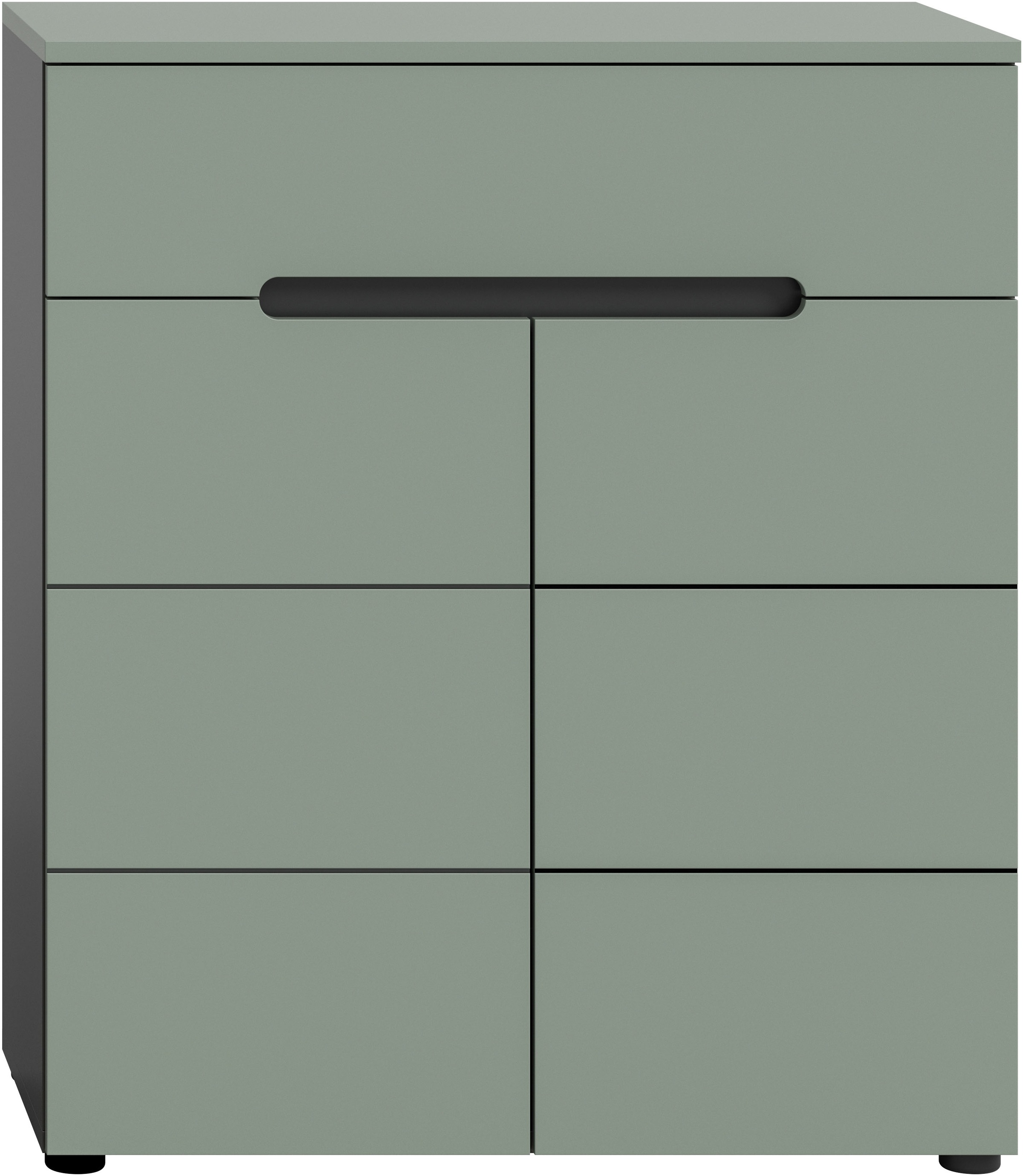 INOSIGN Schuhkommode »REHAT, TOPSELLER!, Breite 80cm, 2 Türen, 1 Schubkasten, 4 Fächer«, (1 St.), Rehat, Schuhkommode, Basalt grau / Smoke Green NB, ca. 12 Paar Schuhe