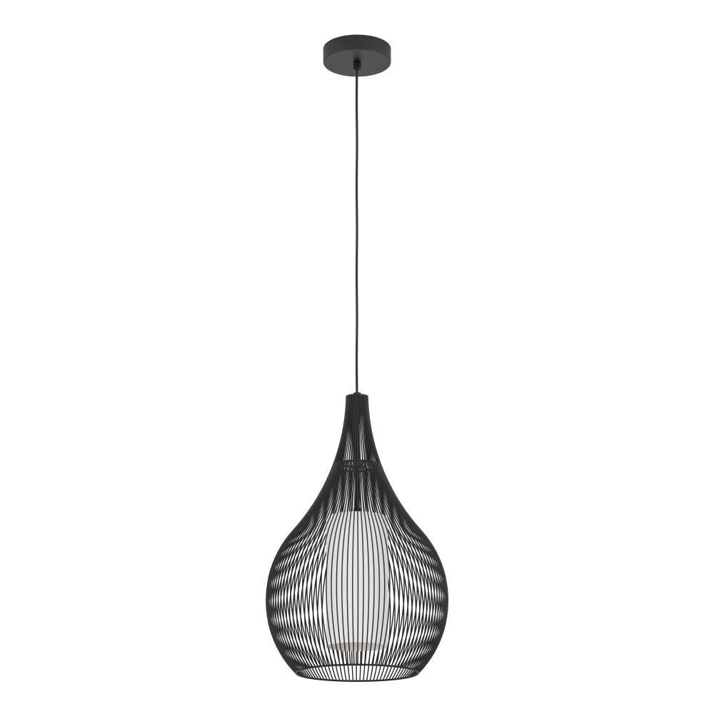 EGLO Hängeleuchte »RAZONI 1«, 1 flammig-flammig, Pendellampe, Metall in Schwarz und Glas in Weiß, Lampe mit E27 Fassung