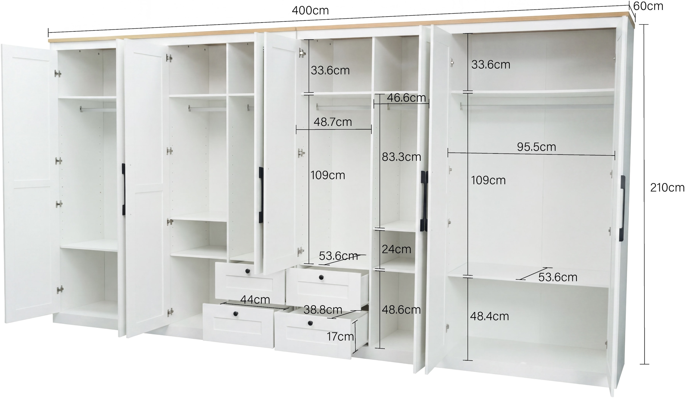 OTTO home Kleiderschrank »Büsum Schlafzimmer Schrank mit 8 Türen und Spiegel« Schlafzimmerschrank Landhaus Design Garderobe Schrank Bestseller