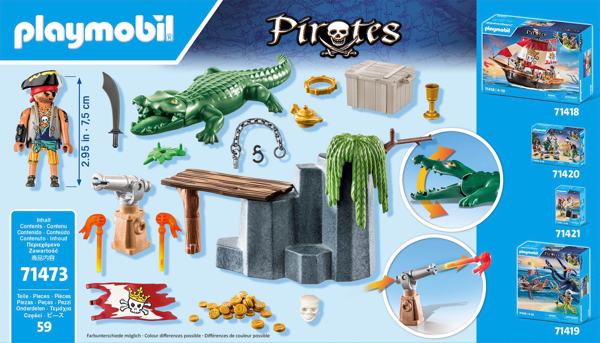 Playmobil® Konstruktions-Spielset »Pirat mit Alligator (71473), Pirates«, (59 St.), teilweise aus recyceltem Material; Made in Europe