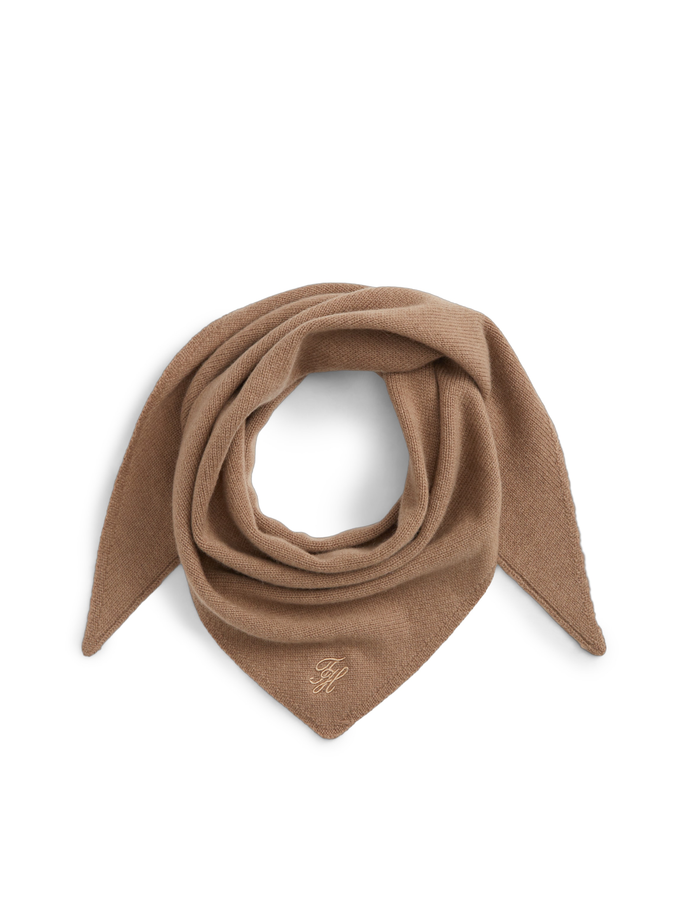 Tommy Hilfiger Wollschal "TH SCRIPT TRIANGLE SCARF" dreieckig, mit Kaschmiranteil, mit Logostickerei