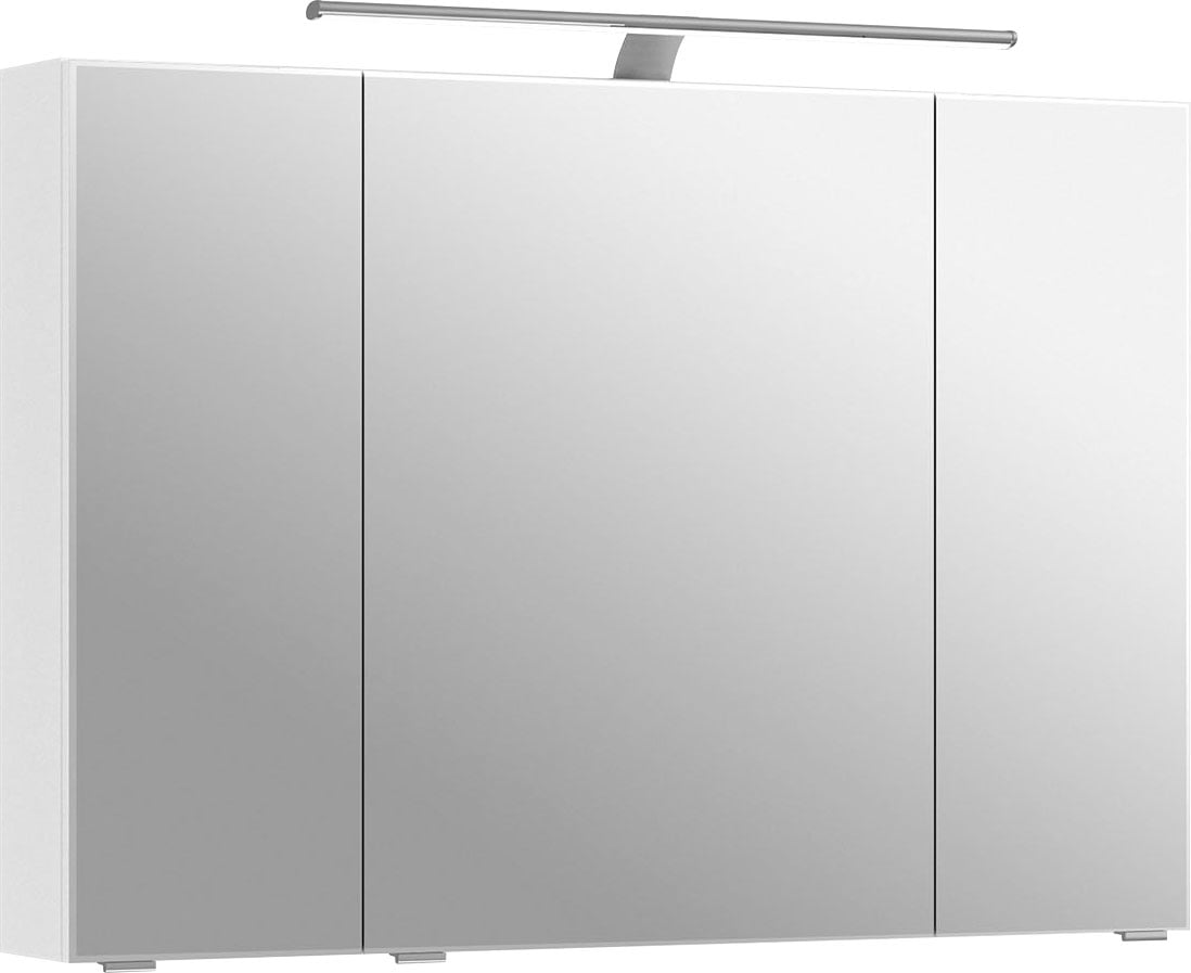 Saphir Badmöbel-Set »6005 Sprint 2-teilig, Keramik-Waschtisch mit LED-Spiegelschrank«, (2 St.), Waschplatz 98 cm breit, inkl. Türdämpfer, 3 Türen, 2 Schubladen