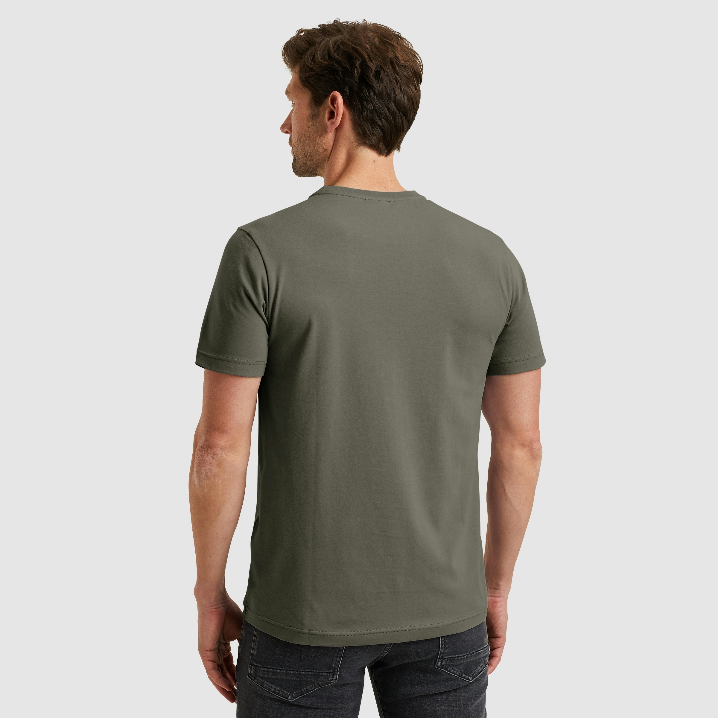 PME Legend Herren Rundhals T-Shirt R-NECK COTTON ELASTHAN LOGO - Regular Fi günstig online kaufen