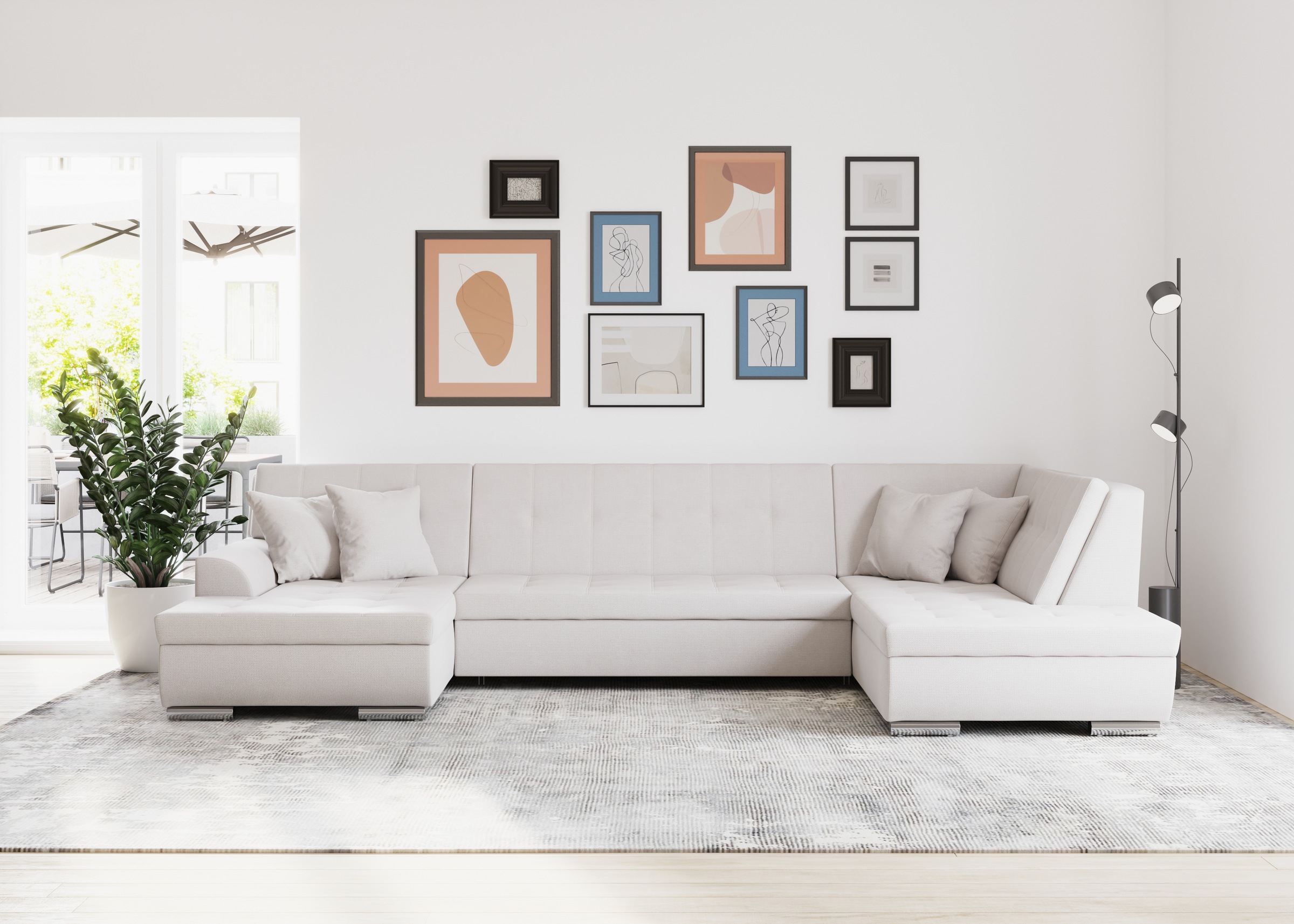 Sofa »Treviso incl. Pagalvėlė sėdėjimui moderne Steppung XXL: B/T/H: 364/201/83 cm« patogi su miegojimo funkcija in vielen Bezugsarten auch in audinys U-Form