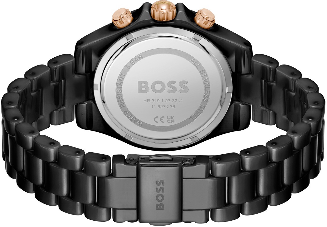 BOSS Multifunktionsuhr »NOVIA CERAMIC«, Quarzuhr, Damenuhr, Herrenuhr Armbanduhr, Keramikarmband
