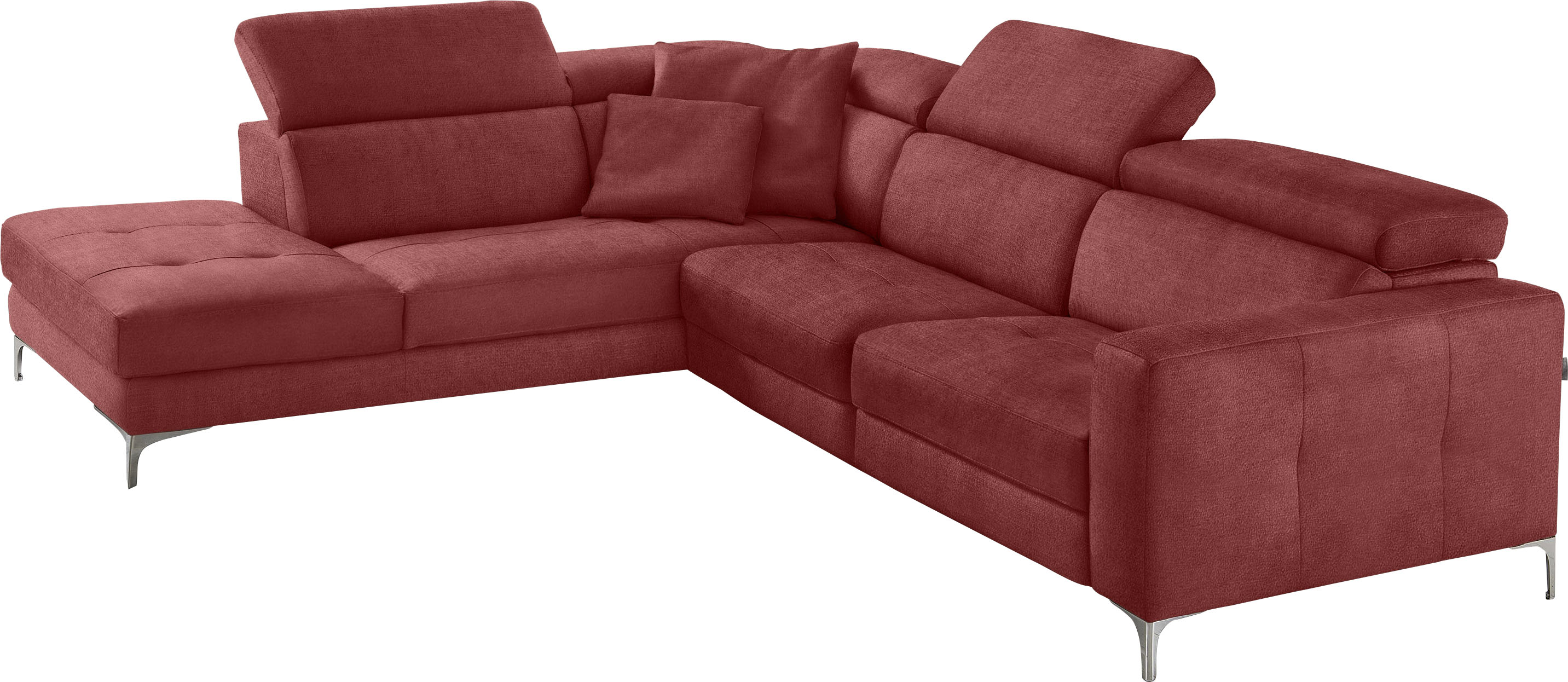 Egoitaliano Ecksofa "Matt, hoher Sitzkomfort und aufwendige Detailverarbeitung, L-Form" mit Ottomane, inkl. verstellbarer Kopfteile zum Relaxen