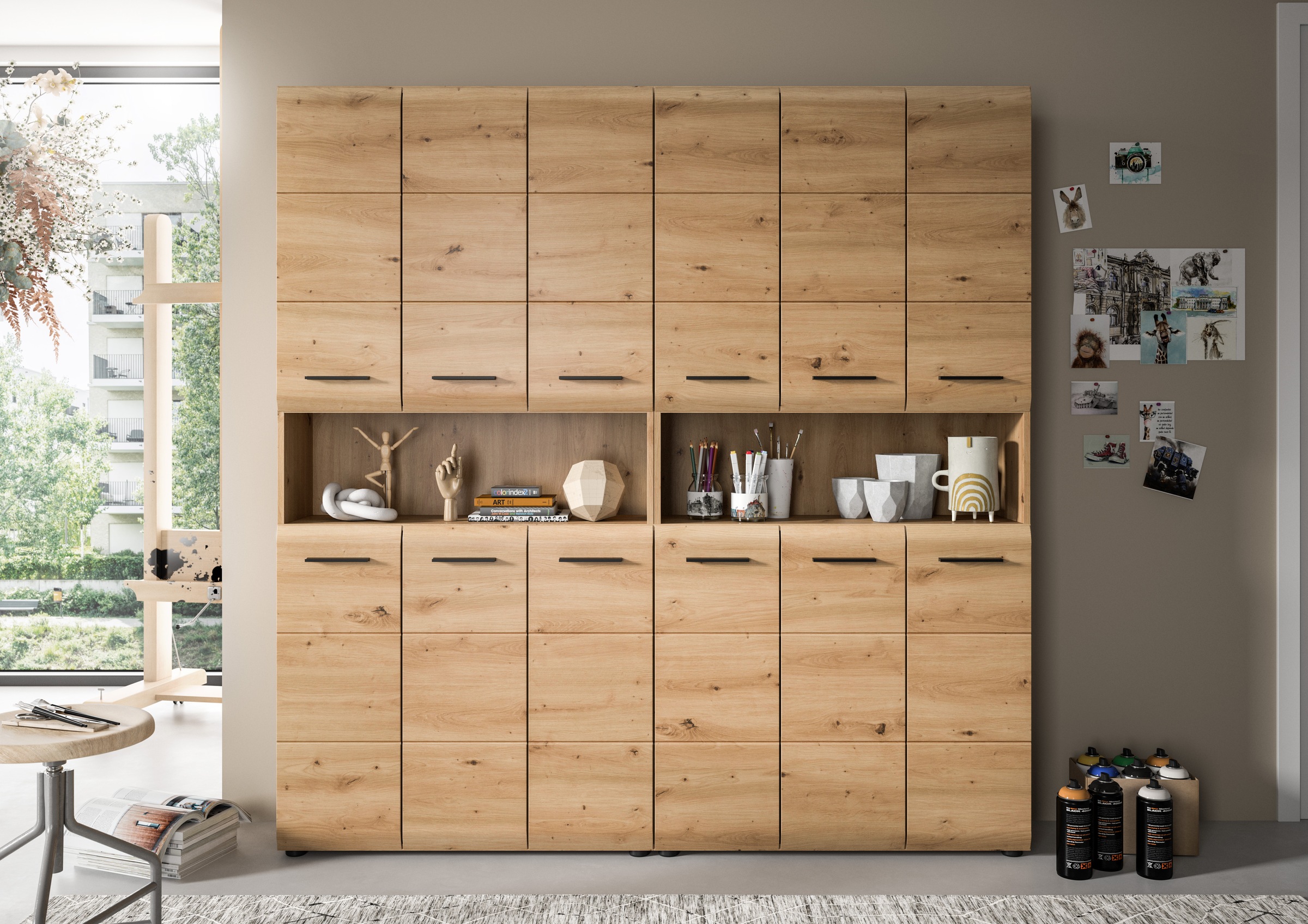 INOSIGN Badezimmer-Set, (Set, 2 St.), Florenz, Badkombination 2-tlg. Artisan Oak NB, Mehrzweckschränke