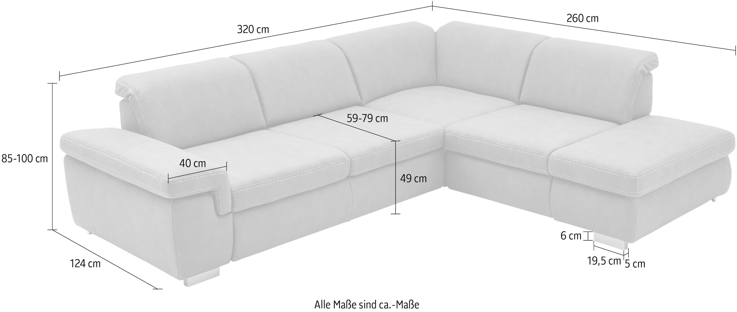 Die PlanBar Ecksofa »MP-IN17041 L-Form«, Sitztiefenverstellung, optional mit Kopfteilverstellung & Bettfunktion