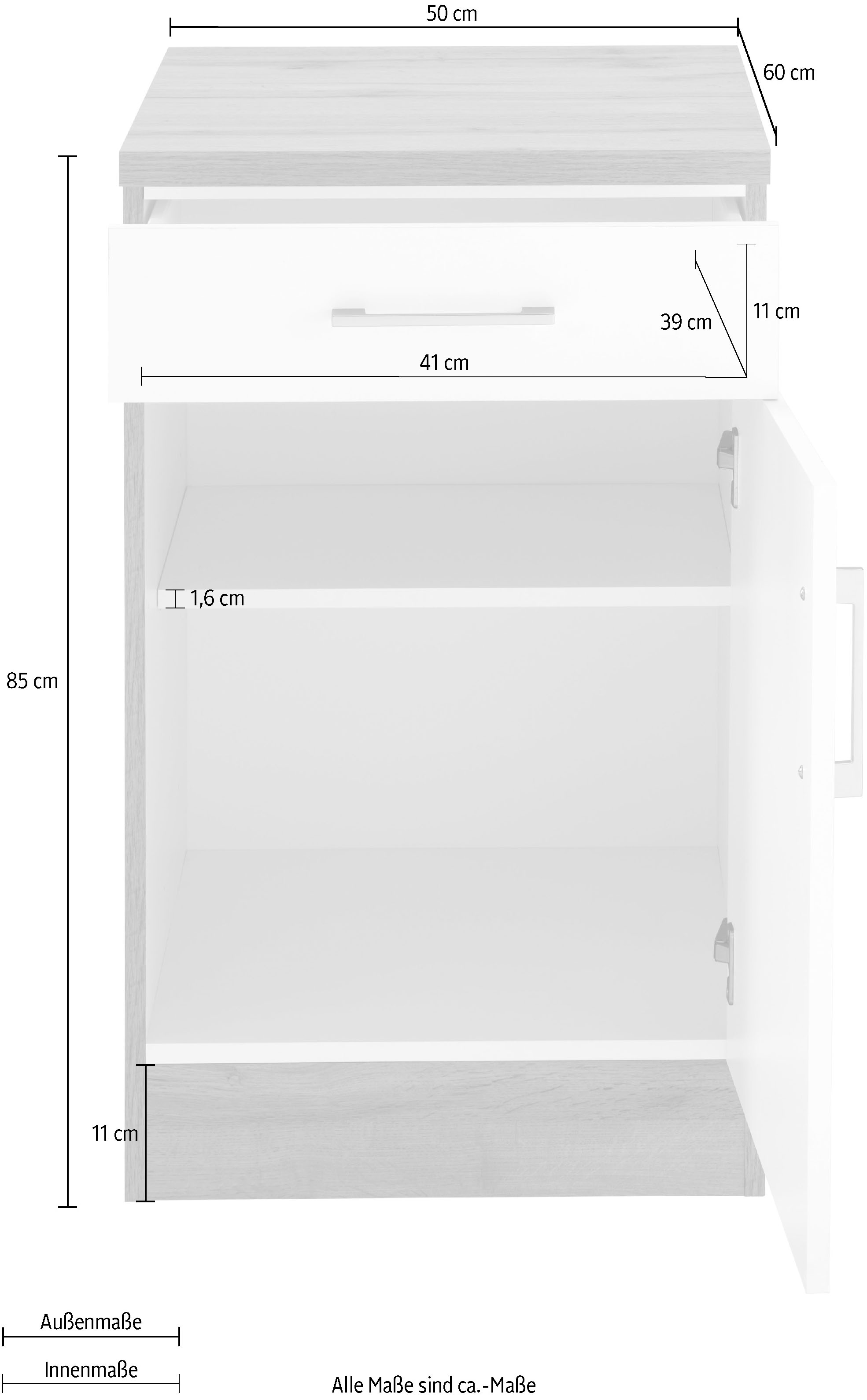 KOCHSTATION Unterschrank »KS-Colmar«, 50 cm, mit Metallgriff, für viel Stauraum