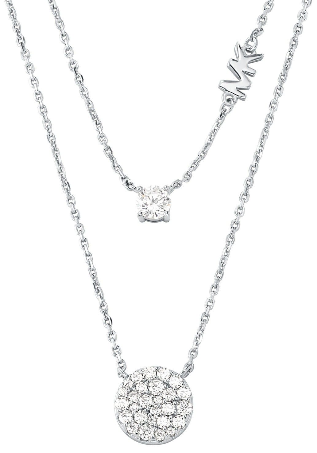 Kette mit Anhänger MICHAEL KORS "Schmuck Geschenk Silber 925 Halsschmuck PREMIUM", silber (silberfarben, kristallweiß), Halsketten, Damen, Silber 925 (Sterlingsilber), L: 39,5, mit Zirkonia (synth.) 2