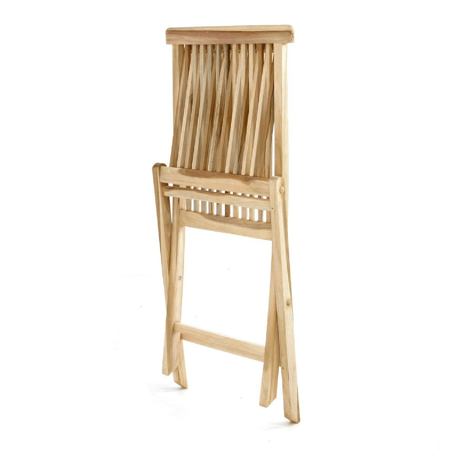 VCM 2er Set Teak Folding High-Back Garden Chair Brown 3