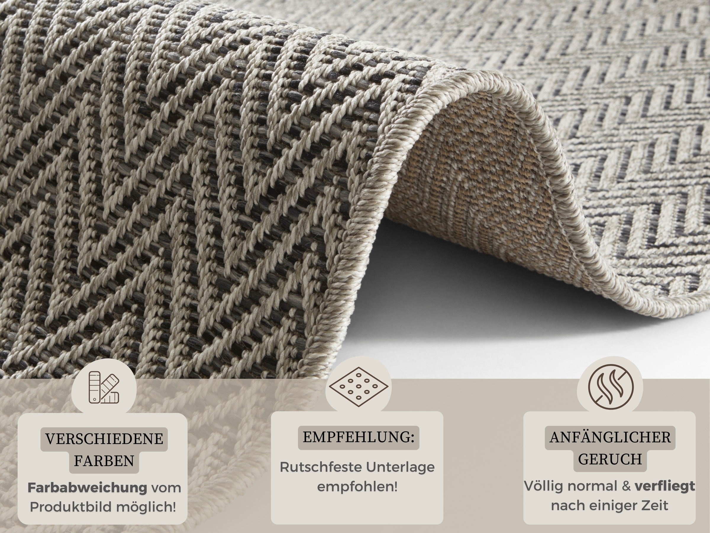 Läufer HANSE HOME "Nature 500" Gr. 50, grau (anthrazit, grau), B:80cm H:5mm L:350cm, Polypropylen (PP), Teppiche, Läufer, Flachgewebe, In- & Outdoor, Rutschfest, Flur, Küche, Garten, Terrasse 3