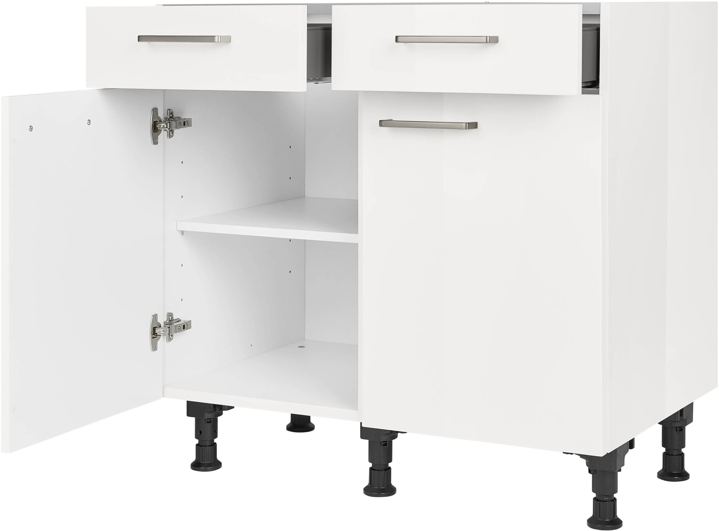 nobilia® Unterschrank »"Flash", vormontiert, Breite 90 cm, Soft-Close-Funktion«, bei den Schubkästen, inkl. höhenverstellbare Sockelfüße