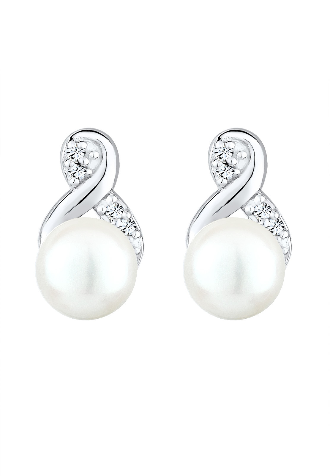 Elli Paar Ohrstecker »Infinity Glas Kristalle Weiß 925 Sterling Silber«