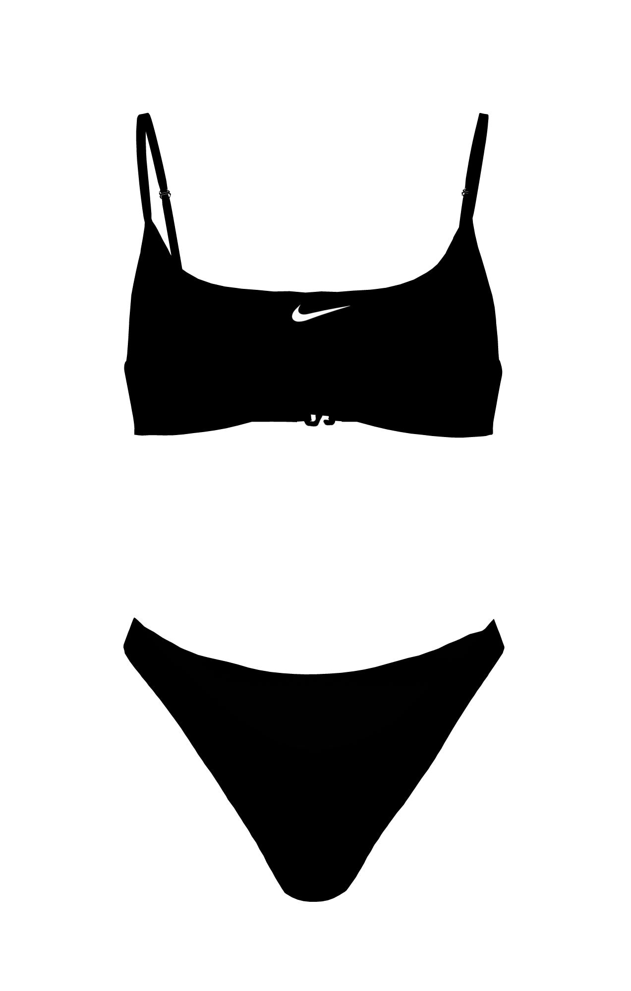 NIKE Kinder Bustier-Bikini "BRALETTE BIKINI SET", schwarz-weiß, Gr. S, unifarben, Elasthan, Polyester, Bikini-Sets, für Jugendliche, sportlicher