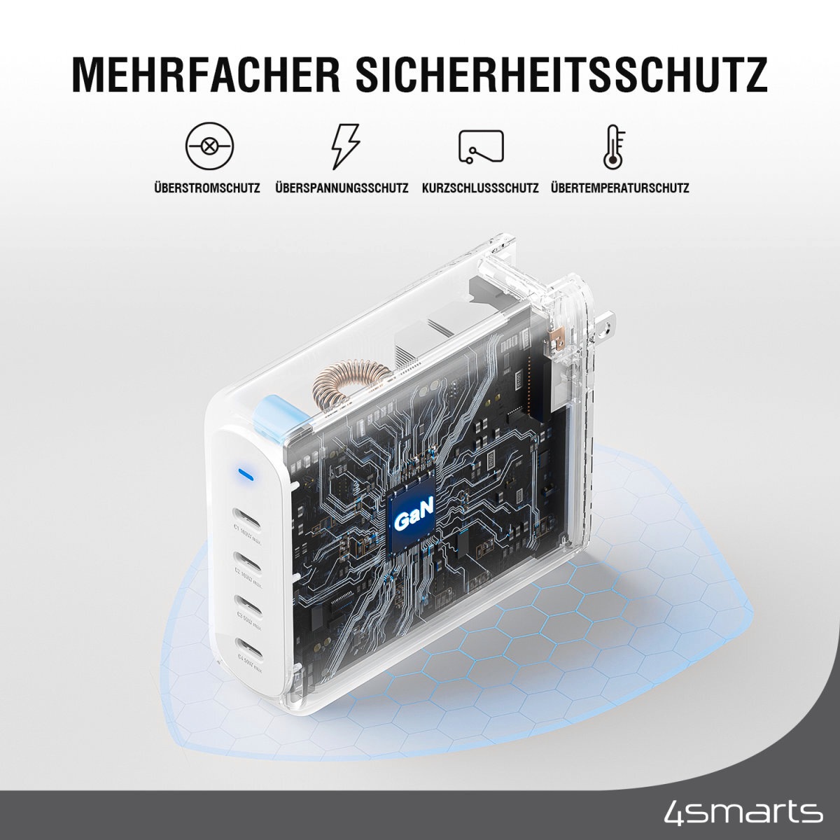 4smarts USB-Ladegerät »GaN Flex Pro 200 W 4 USB-C«