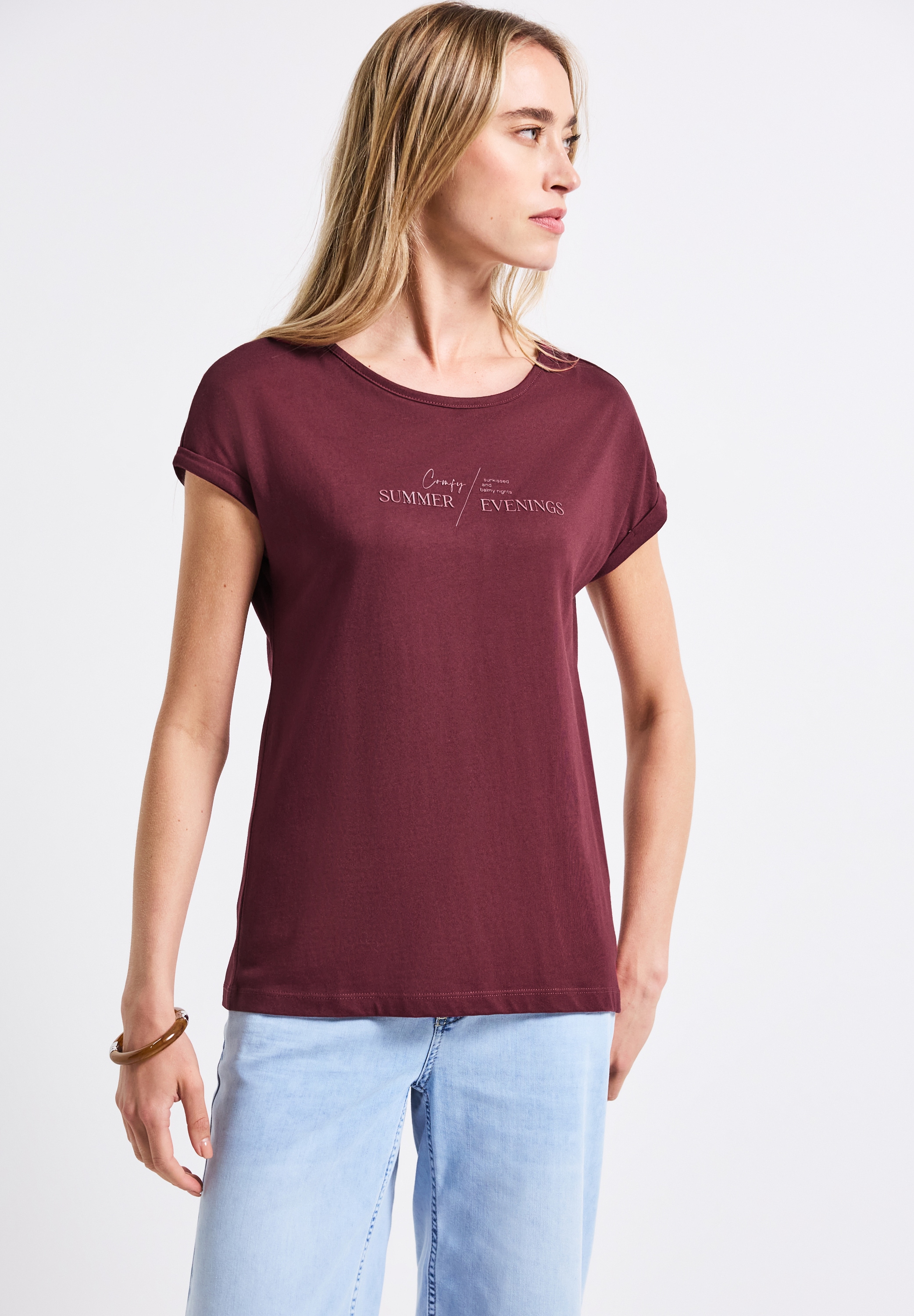 STREET ONE T-Shirt aus Baumwolle mit Stretchante günstig online kaufen