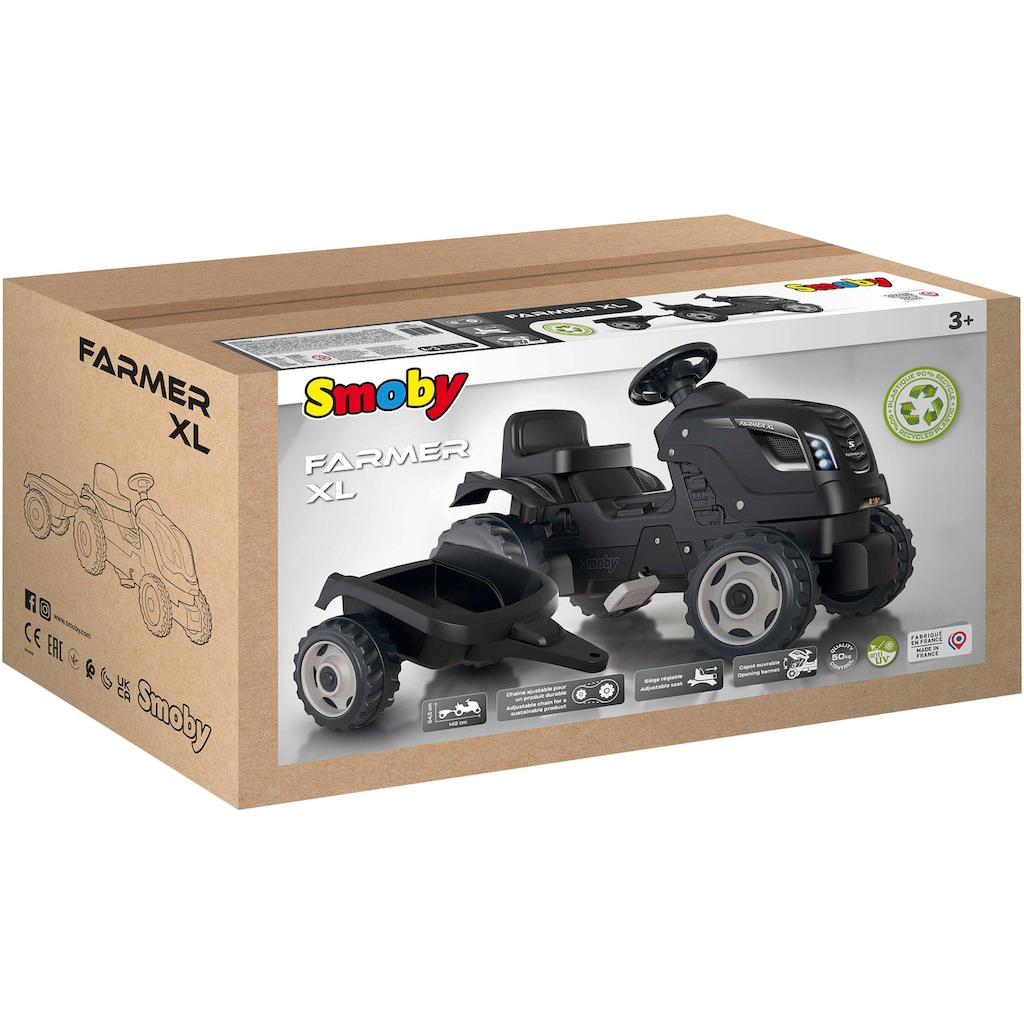 Smoby Trettraktor »Farmer XLS schwarz+«, mit Anhänger; Made in Europe