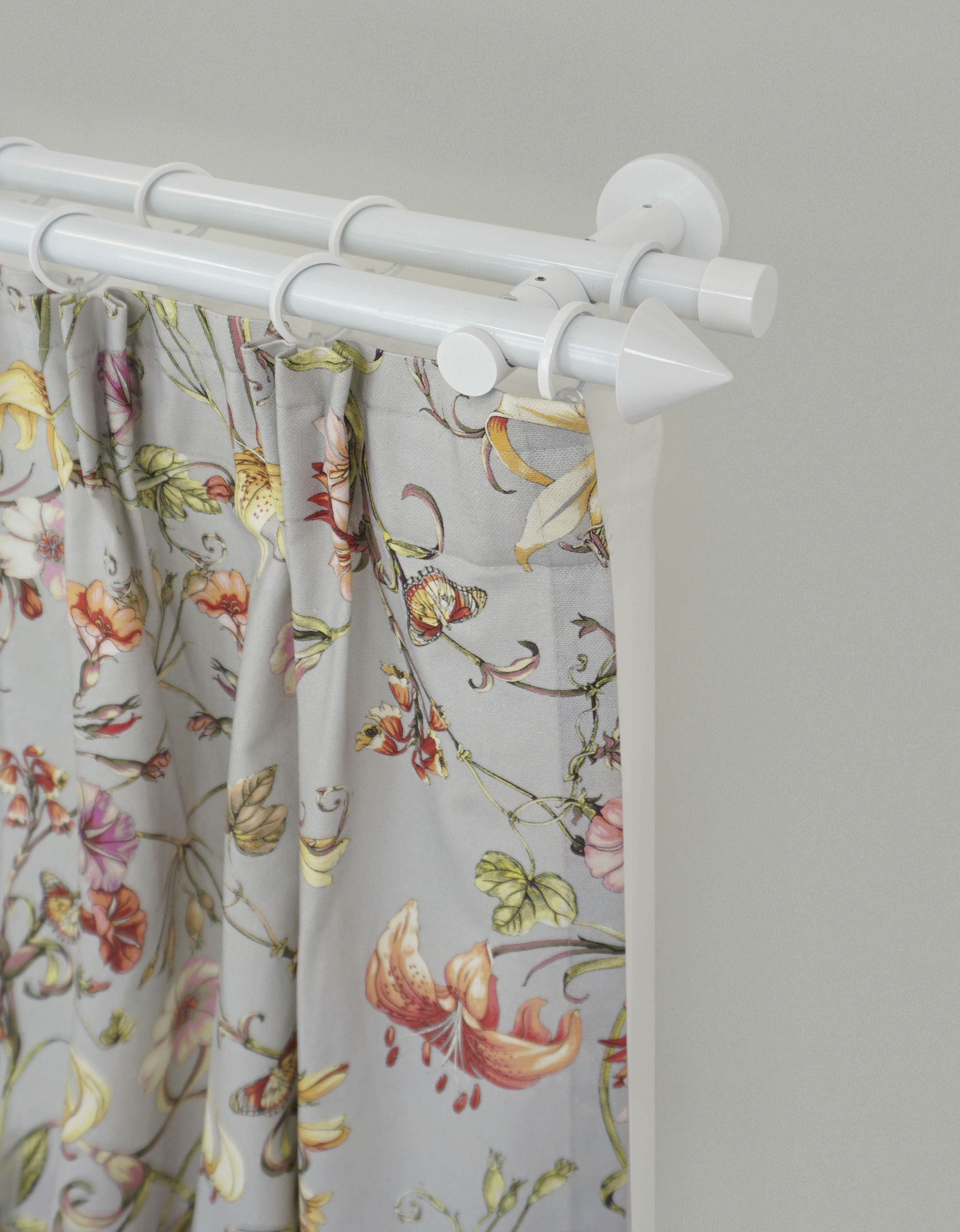 Thumbnail - GARESA Gardinenstange "WHITE" Ø 20 mm 2 läufig-läufig Wunschmaßlänge Vorhanggarnitur, verlängerbar, Wandmontage, Endknop...