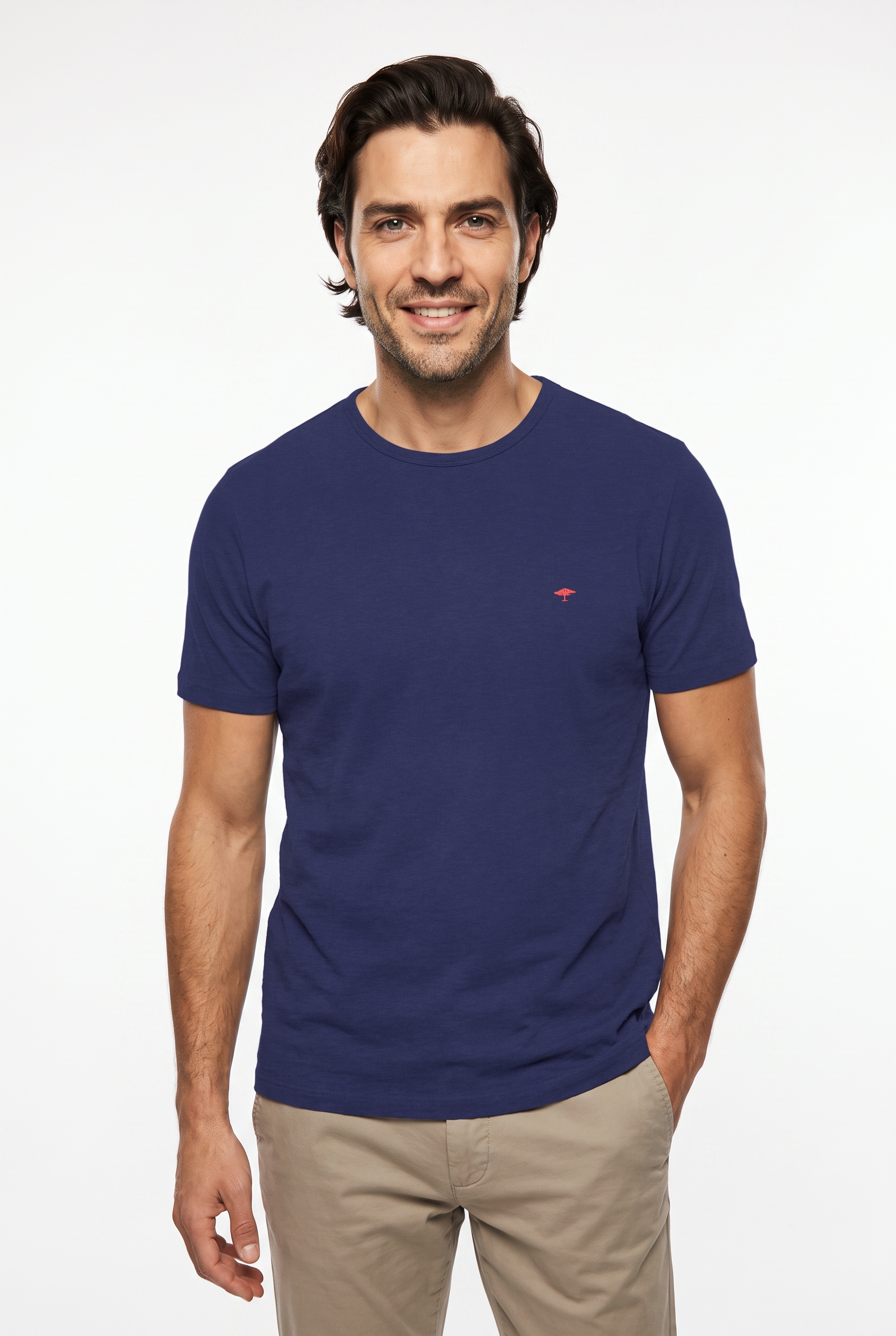 FYNCH-HATTON T-Shirt regular fit, unifarben, mit Logo Stickerei