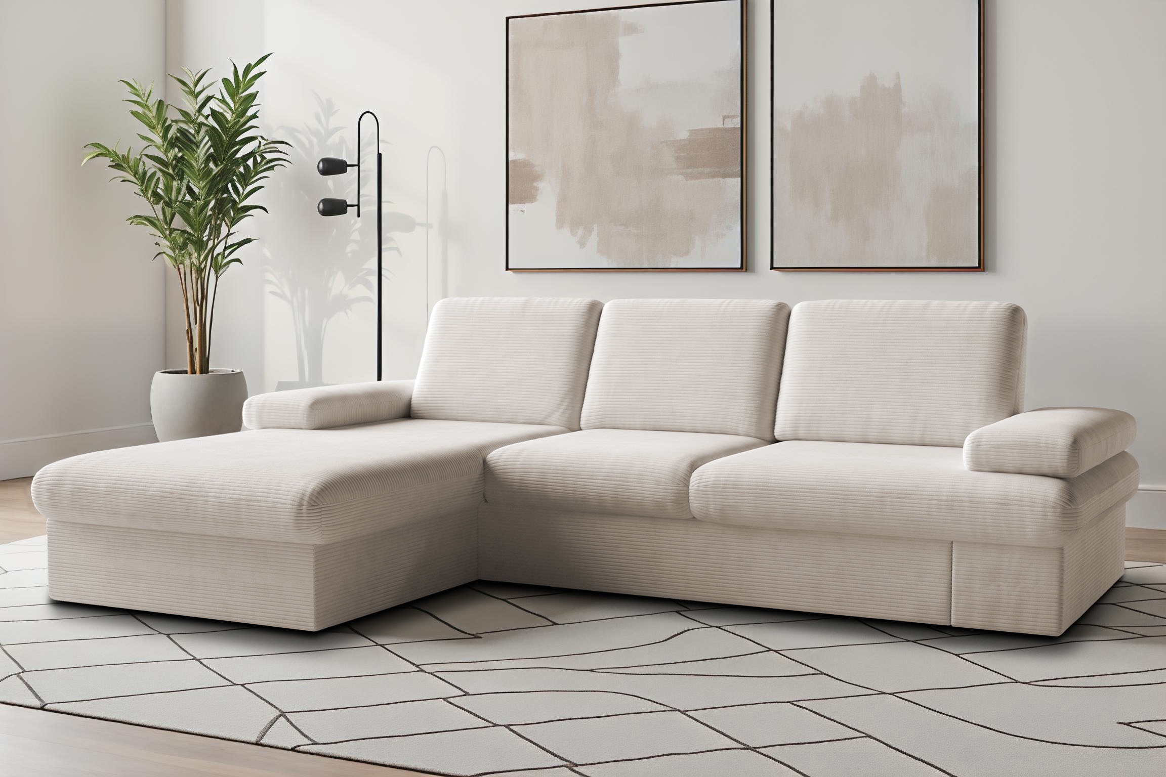 sit&more Ecksofa "Moreno L-Form, B: 247 cm" mit Armteilverstellung, optional Schlaffunktion