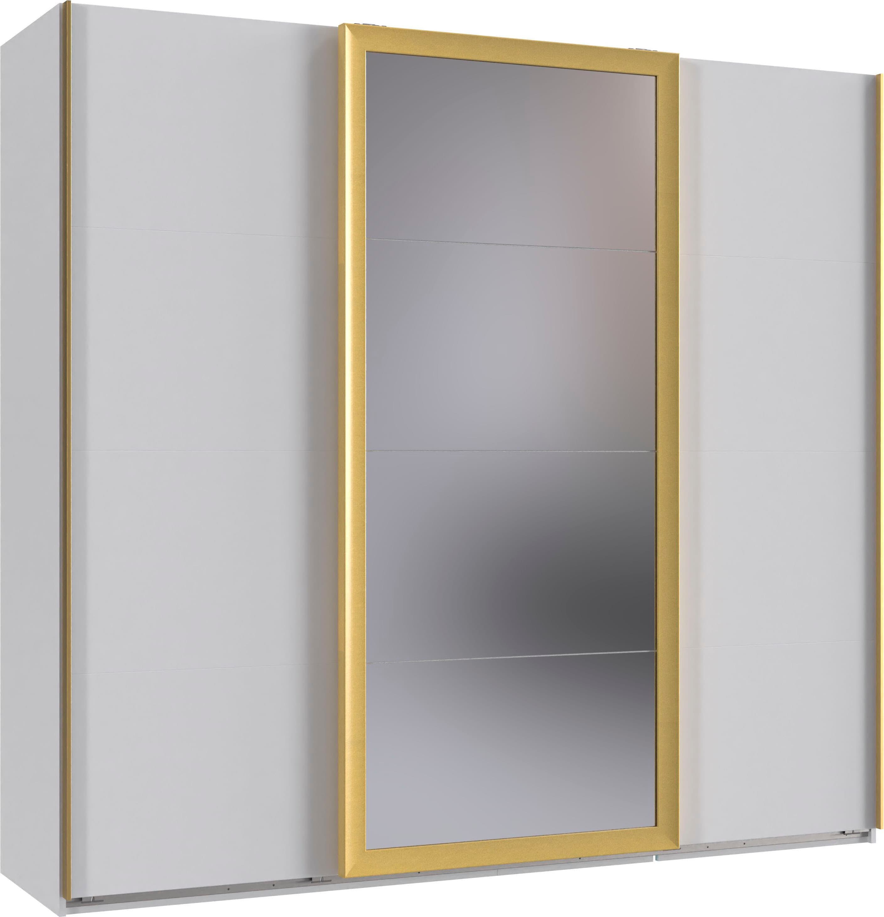 Wimex Schwebetürenschrank "Katar, Kleiderschrank erhältlich in den Breiten 225cm und 270cm" inkl. Spiegel, Akzente in Gold