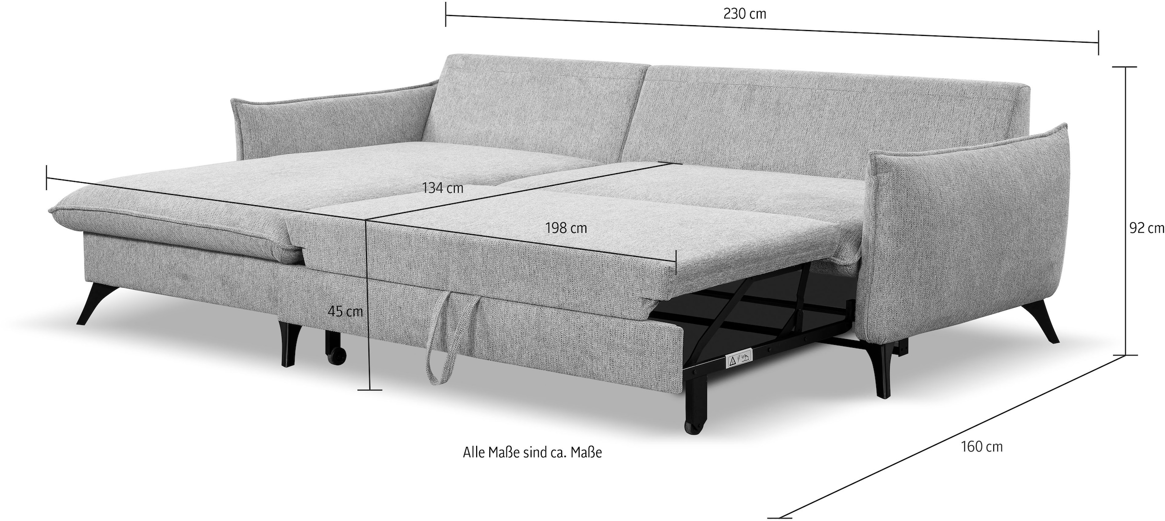 WERK2 Ecksofa »Modica L-Form«, Minimalistisches Ecksofa mit Schlaffunktion & Bettkasten