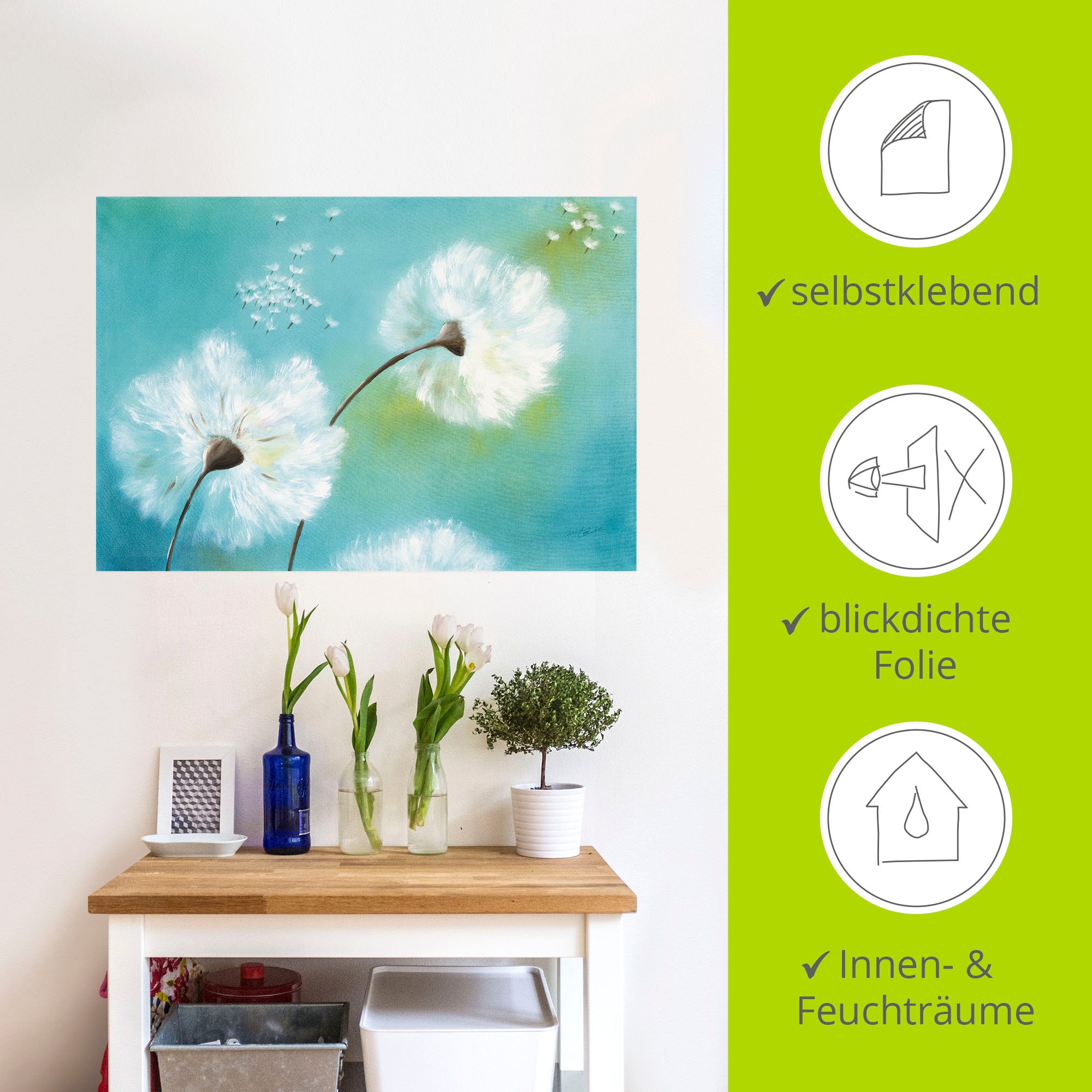 Artland Wandbild »Pusteblumen«, Blumen, (1 St.), als Alubild, Outdoorbild, Leinwandbild, Poster, Wandaufkleber