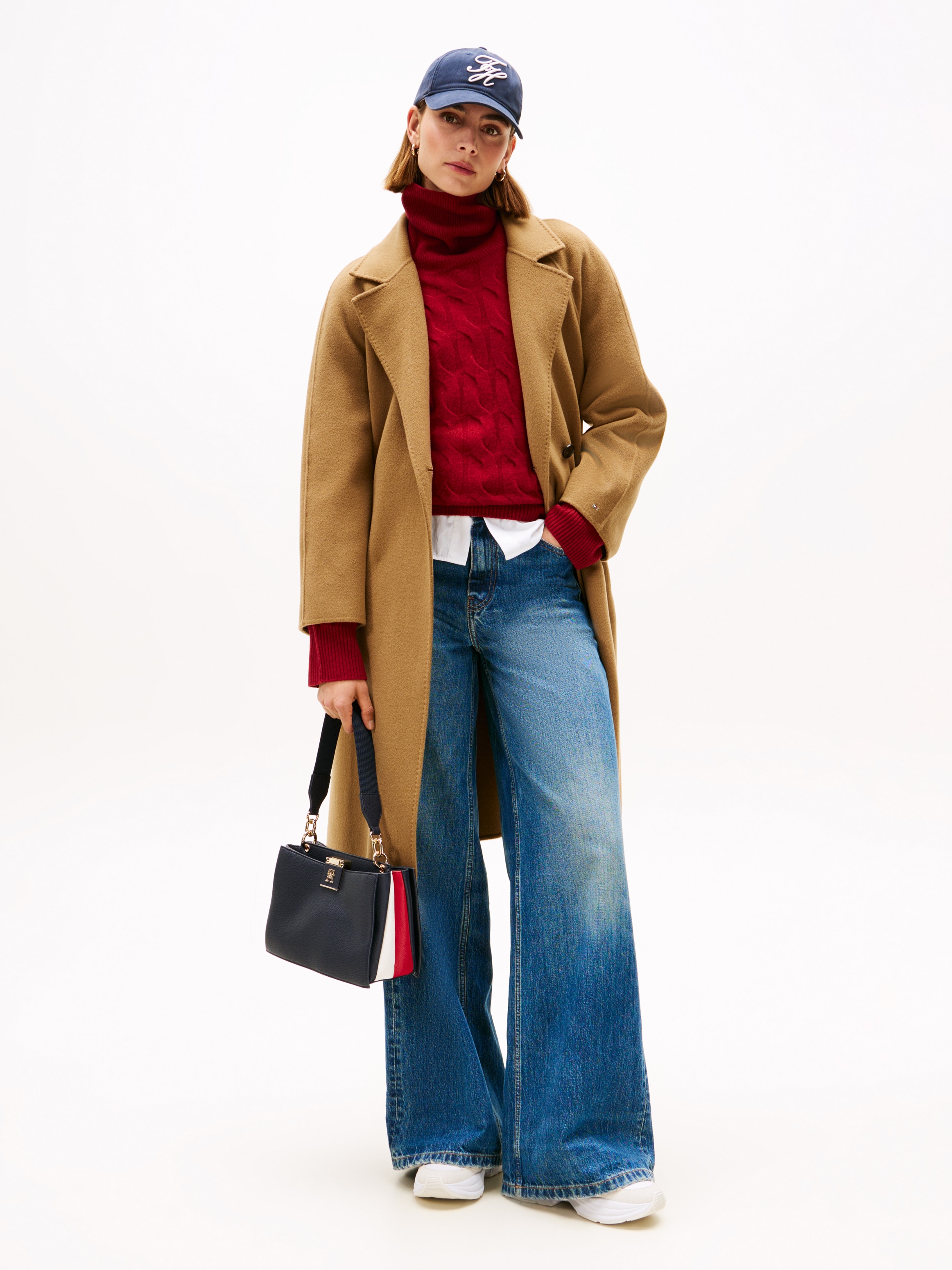 Tommy Hilfiger Satchel »TH HER MED SATCHEL CORP«, Damen Umhängetasche, Tragetasche mit Flaggenstreifen an der Seite