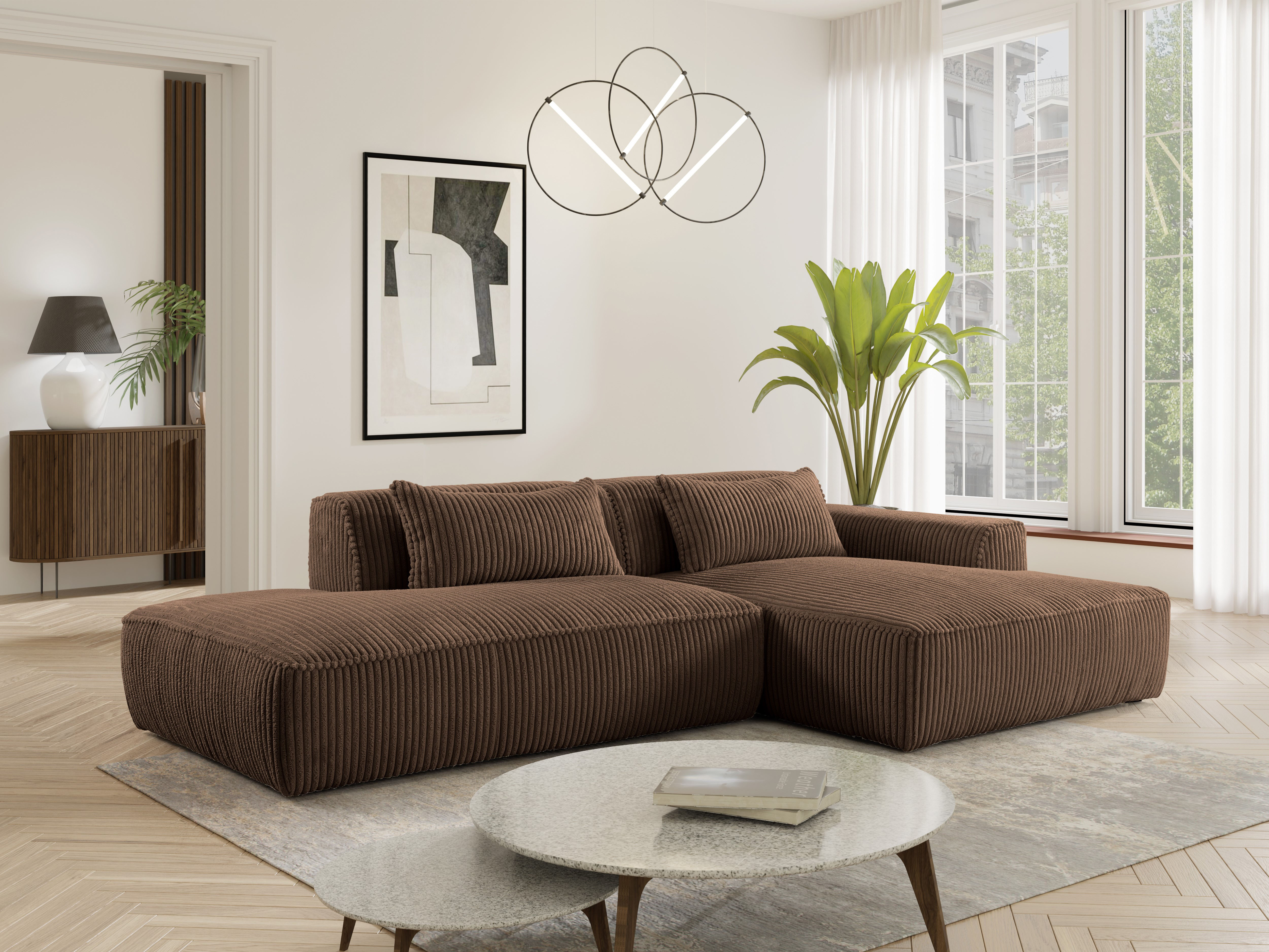exxpo - sofa fashion Ecksofa "Billund modernes Designsofa, bequem und elegant, Breite 294cm, L-Form" modern, L-form, Wellenfedern, inklusive 2x Nierenkissen