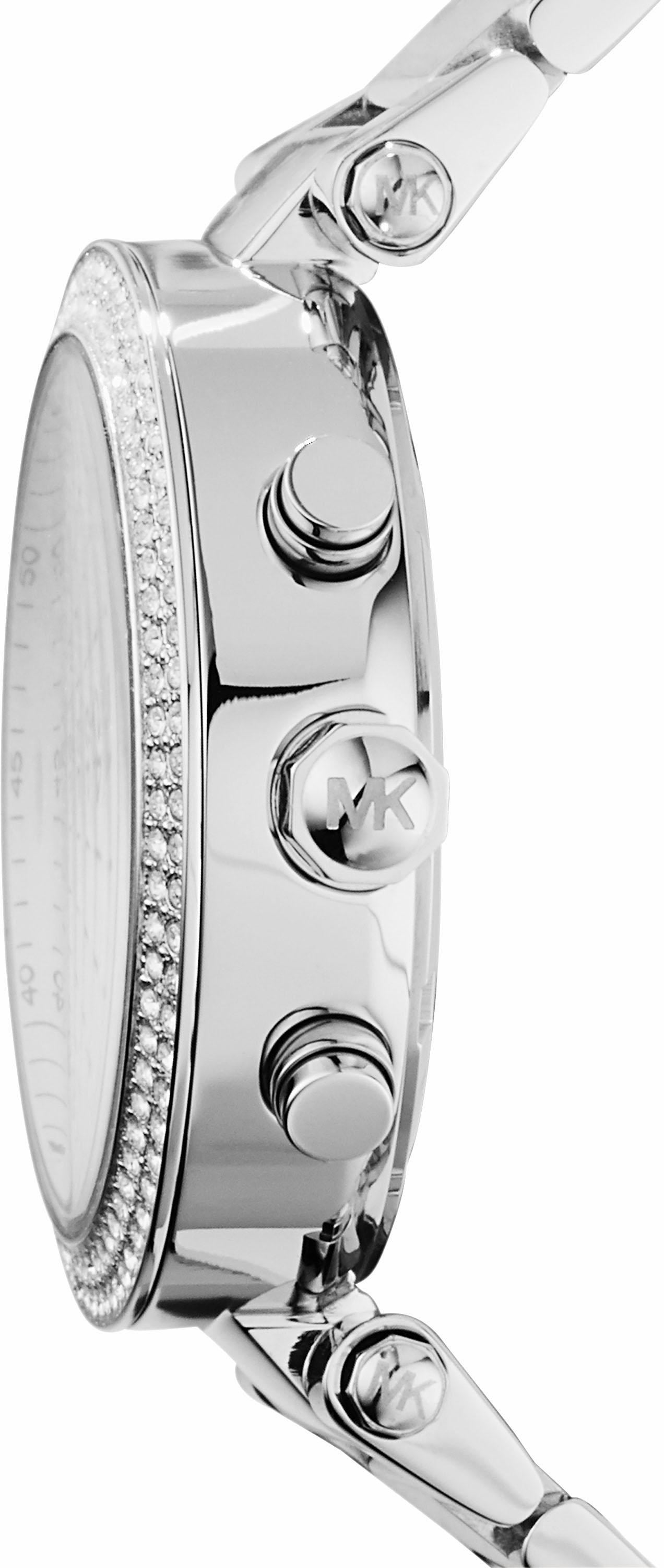 MICHAEL KORS Chronograph »PARKER«, Quarzuhr, Armbanduhr, Damenuhr, Stoppfunktion, Edelstahlarmband