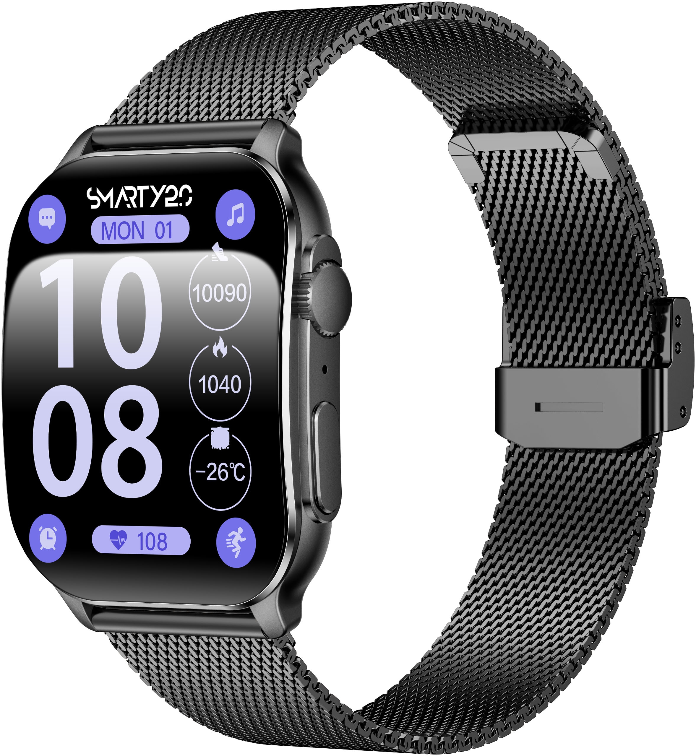 SMARTY 2.0 Smartwatch, Armbanduhr, Damenuhr, Herrenuhr, Android5.1+, Apple iOS 8.0+,)