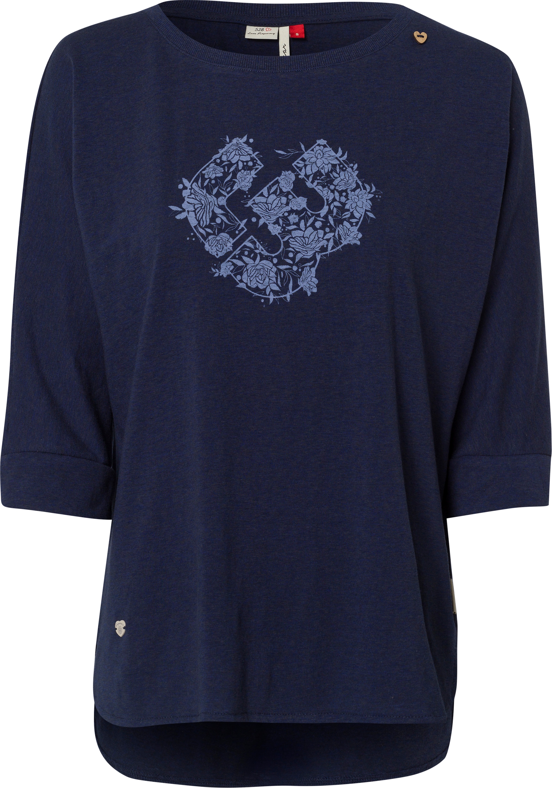 Ragwear Langarmshirt »RAG Longsleeve SHIMONA O PRINTED«, mit Frontdruck und Zierknopf, hinten länger geschnitten