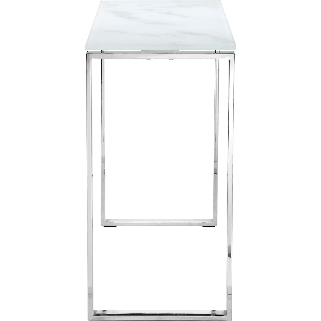 Leonique Konsolentisch »Colmar«, Chromgestell mit Glasplatte klar oder in Marmoroptik, auch als Schminktisch geeignet