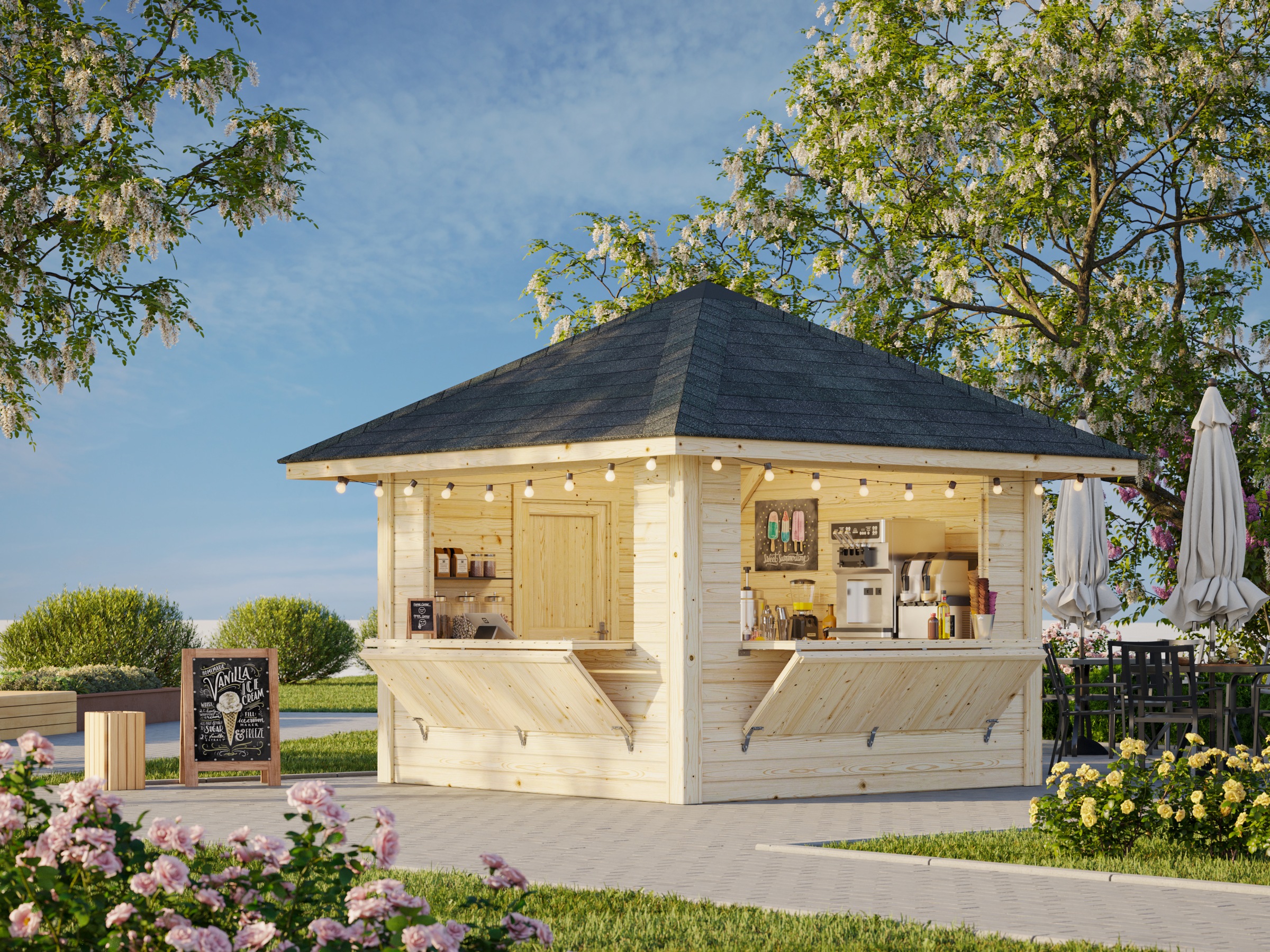 Palmako Holzpavillon »Bianca 8,3 m² Set 105« BxTxH: 384x384x319 cm