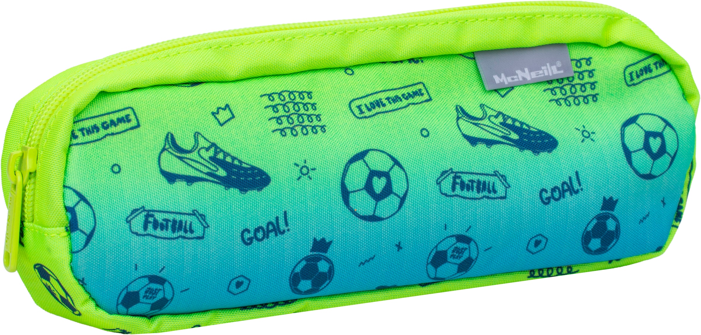 McNeill Schulranzen »Perfecto, Football 2T«, reflektierende Streifen auf den Schultergurten-retroreflektierende Flächen, inkl. Federmäppchen, Turnbeutel, Schlamperrolle & Motivmagnet