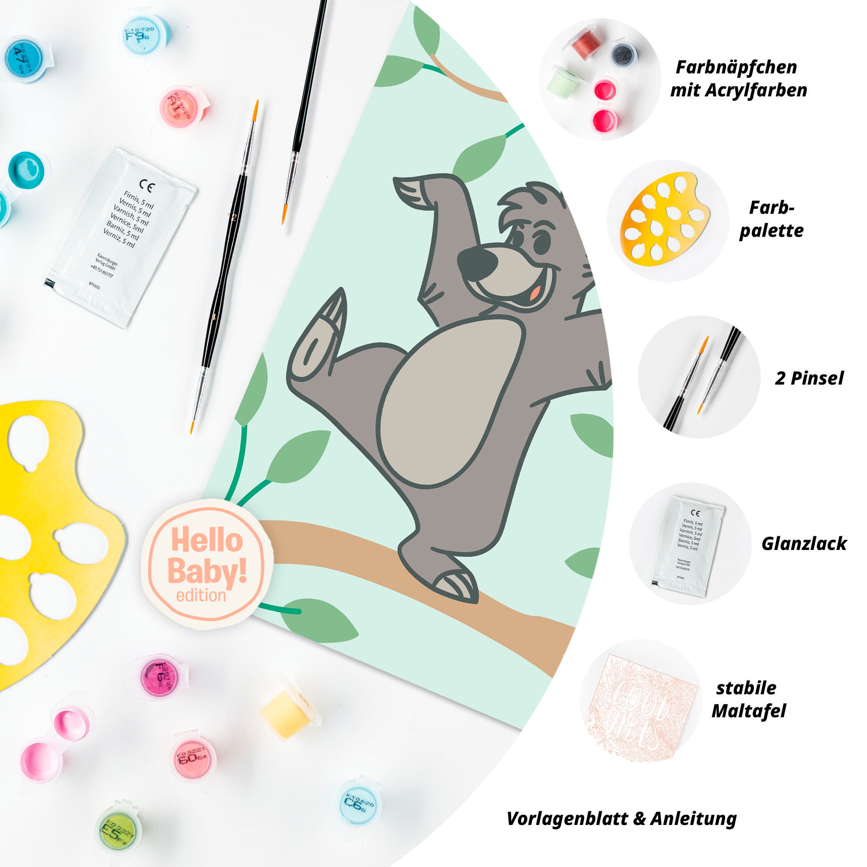 Ravensburger Malen nach Zahlen »CreArt, Hello Baby, Baloo«, für Erwachsene; Made in Europe