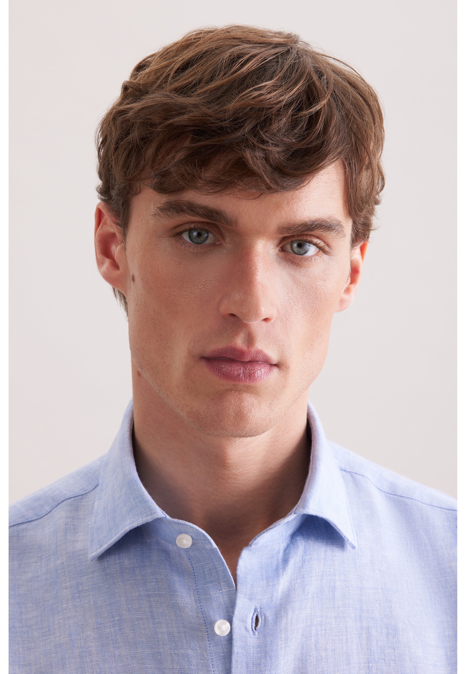 Seidensticker Schwarze Rose Men's Linen Shirt Light Blue M 2