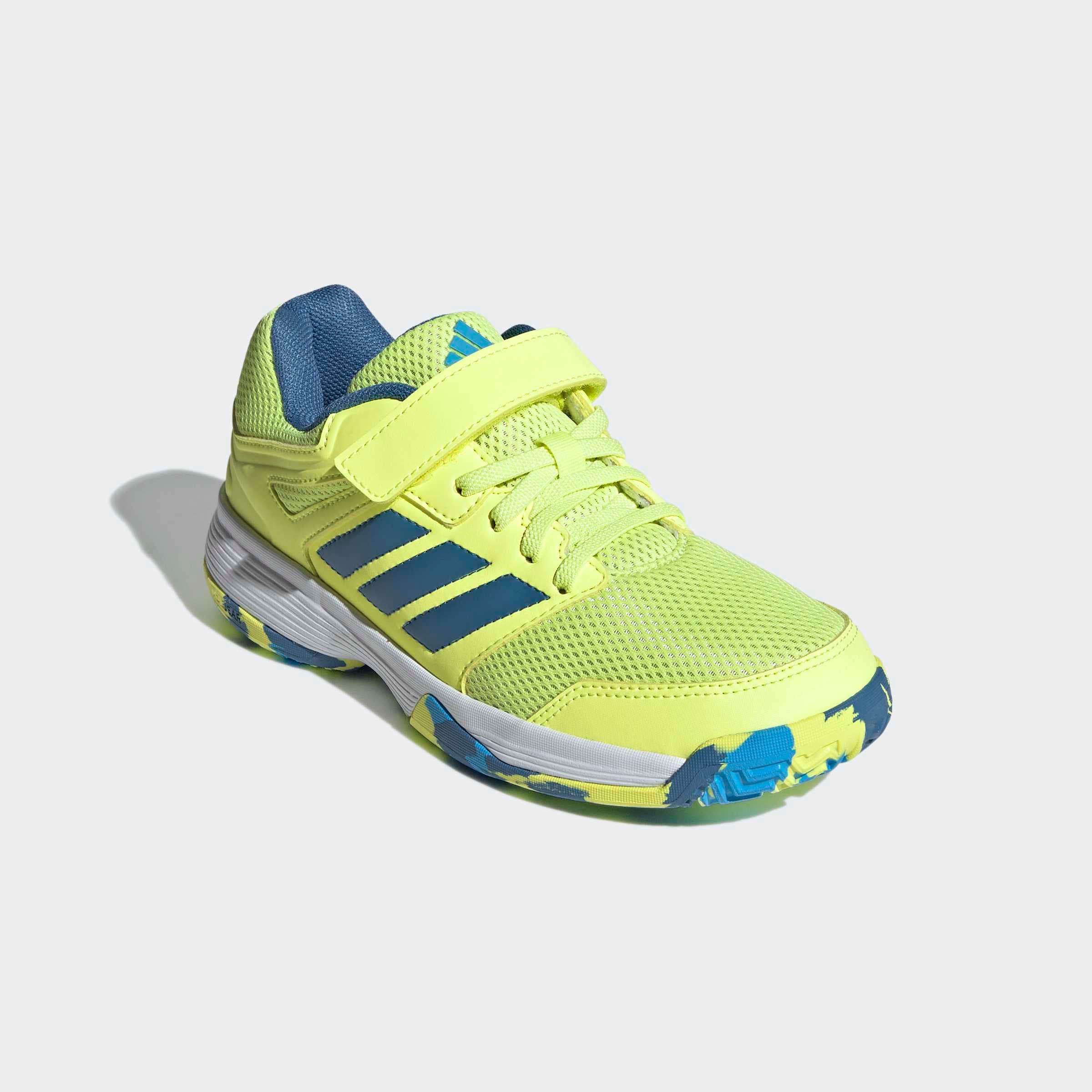 Hallenschuh ADIDAS PERFORMANCE "SPEEDCOURT INDOOR KIDS", Mädchen, Gr. 35, hi, res gelb, dusky ink, lucid aquamarine, Synthetik, Textil, Schuhe Hallenschuh, geeignet für jeden Hallensport, Indoorschuhe für Kinder & Jugendliche