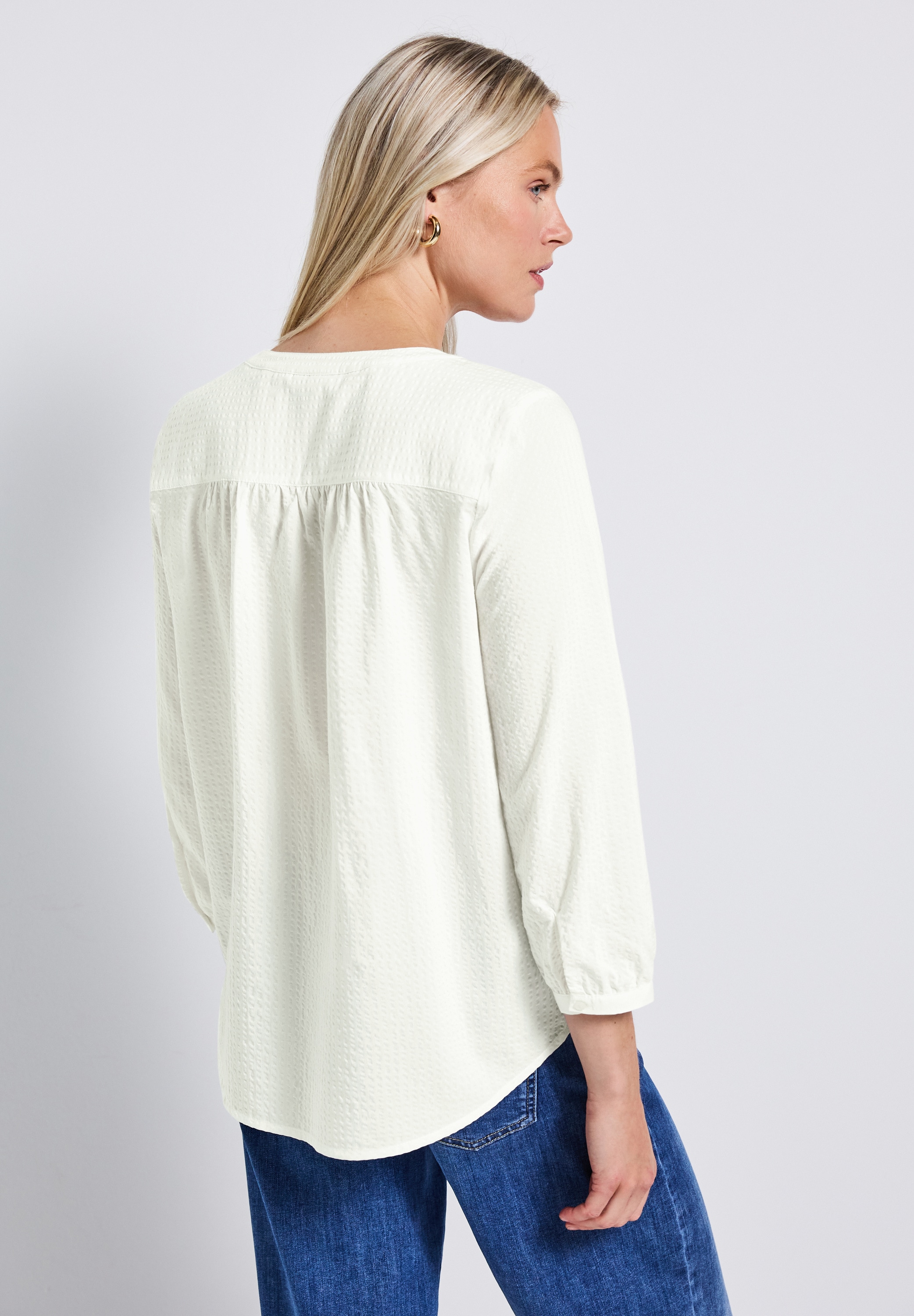 STREET ONE Langarmbluse, mit gestreiftem Seersucker-Look