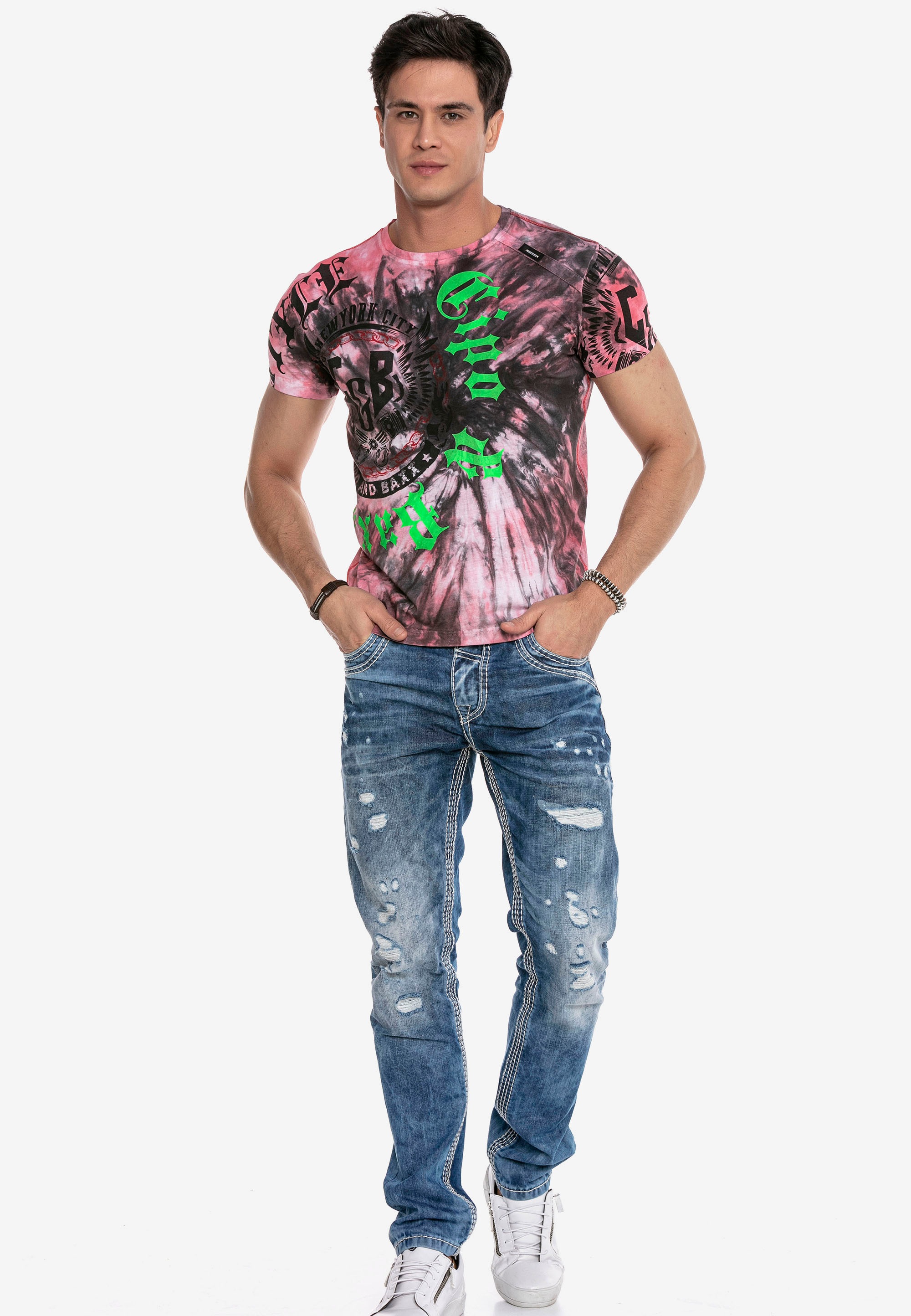 Cipo &amp; Baxx T-Shirt »CT641« in moderner Waschung