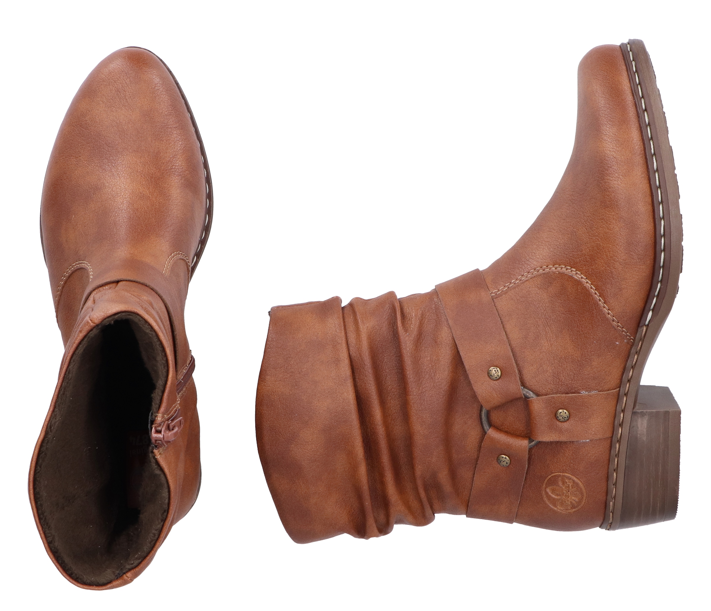 Rieker Stiefelette, Cowboyboots, Westernstiefelette, Blockabsatz, mit Zierriemen
