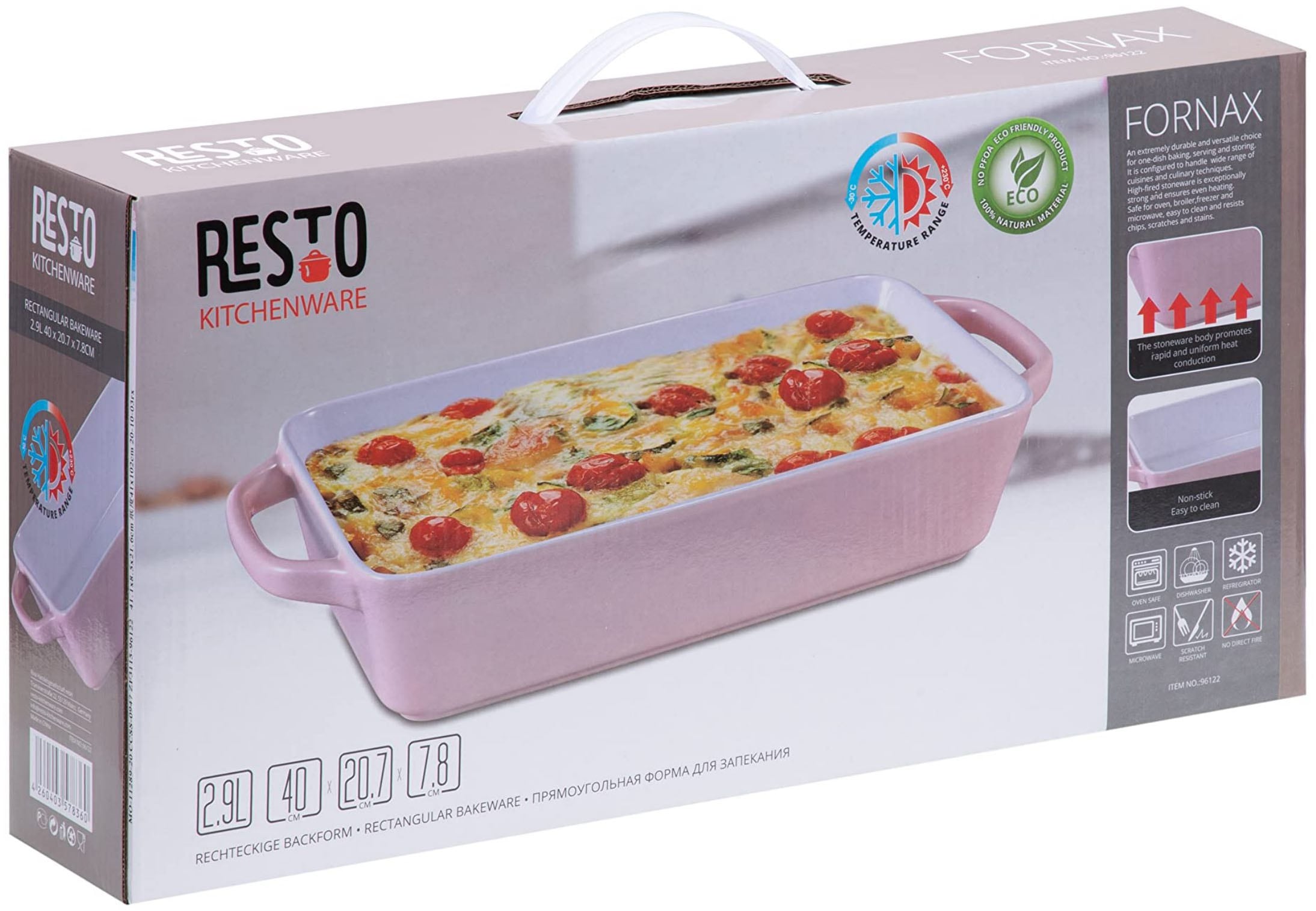 RESTO Kitchenware Auflaufform »Fornax Backform Groß Hoher Rand Lasagneform Antihaftbeschichtet«, Keramik, (1 St.), Rechteckig aus Keramik, rosa, in 2 Größen, für Brot, Lasagne, Brownie