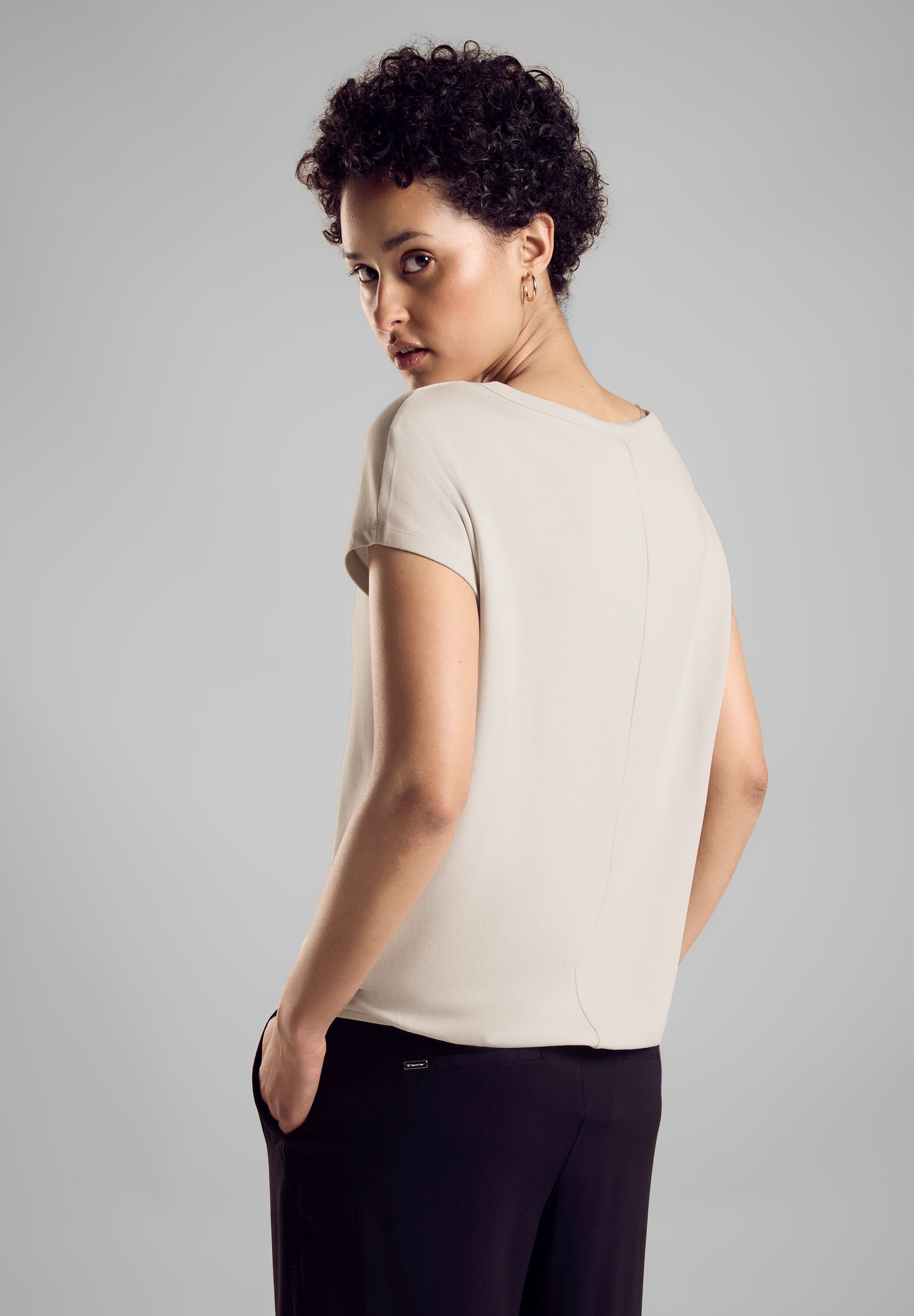 STREET ONE Shirttop, mit Glitzer Schriftzug